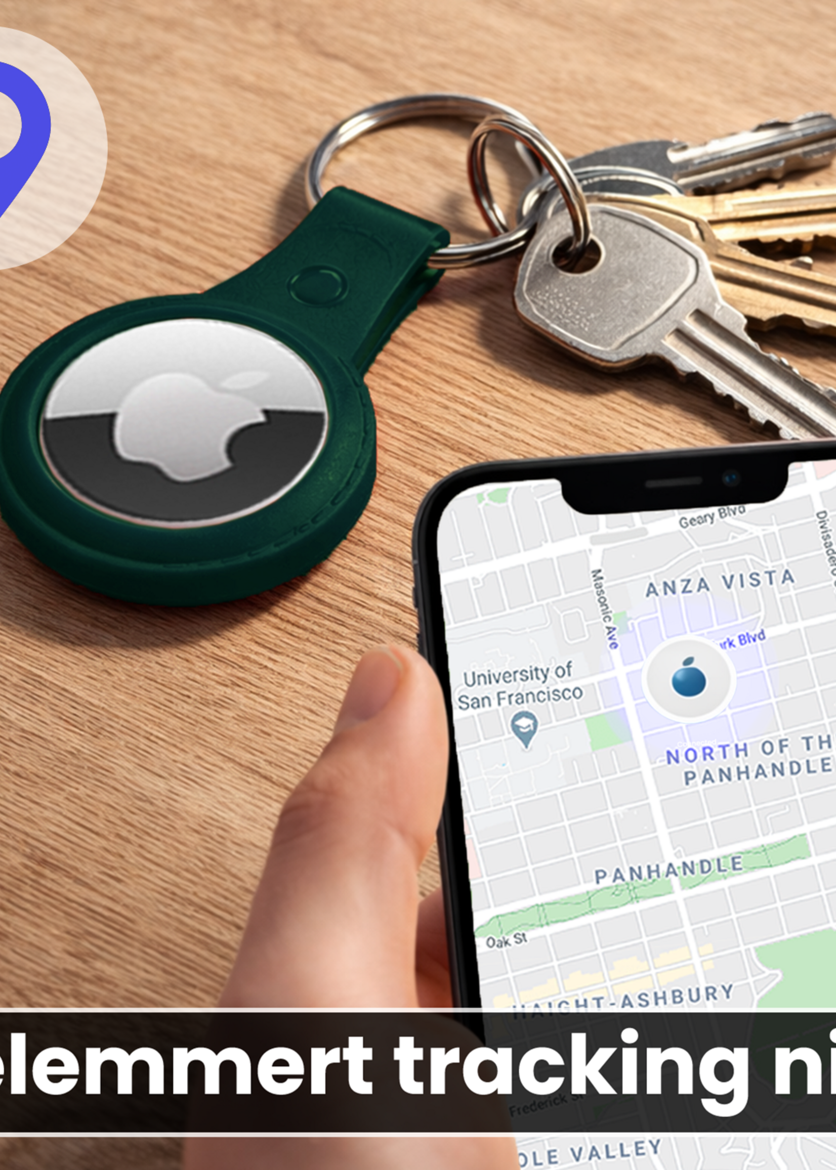 BTH BTH AirTag 2 Hoesje Leer - Donkergroen - 2 PACK