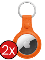 BTH BTH AirTag 2 Hoesje Leer - Oranje - 2 PACK