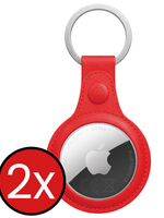 BTH BTH AirTag 2 Hoesje Leer - Rood - 2 PACK