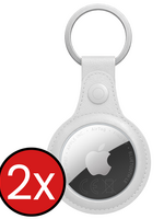 BTH BTH AirTag 2 Hoesje Leer - Wit - 2 PACK