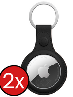BTH BTH AirTag 2 Hoesje Leer - Zwart - 2 PACK