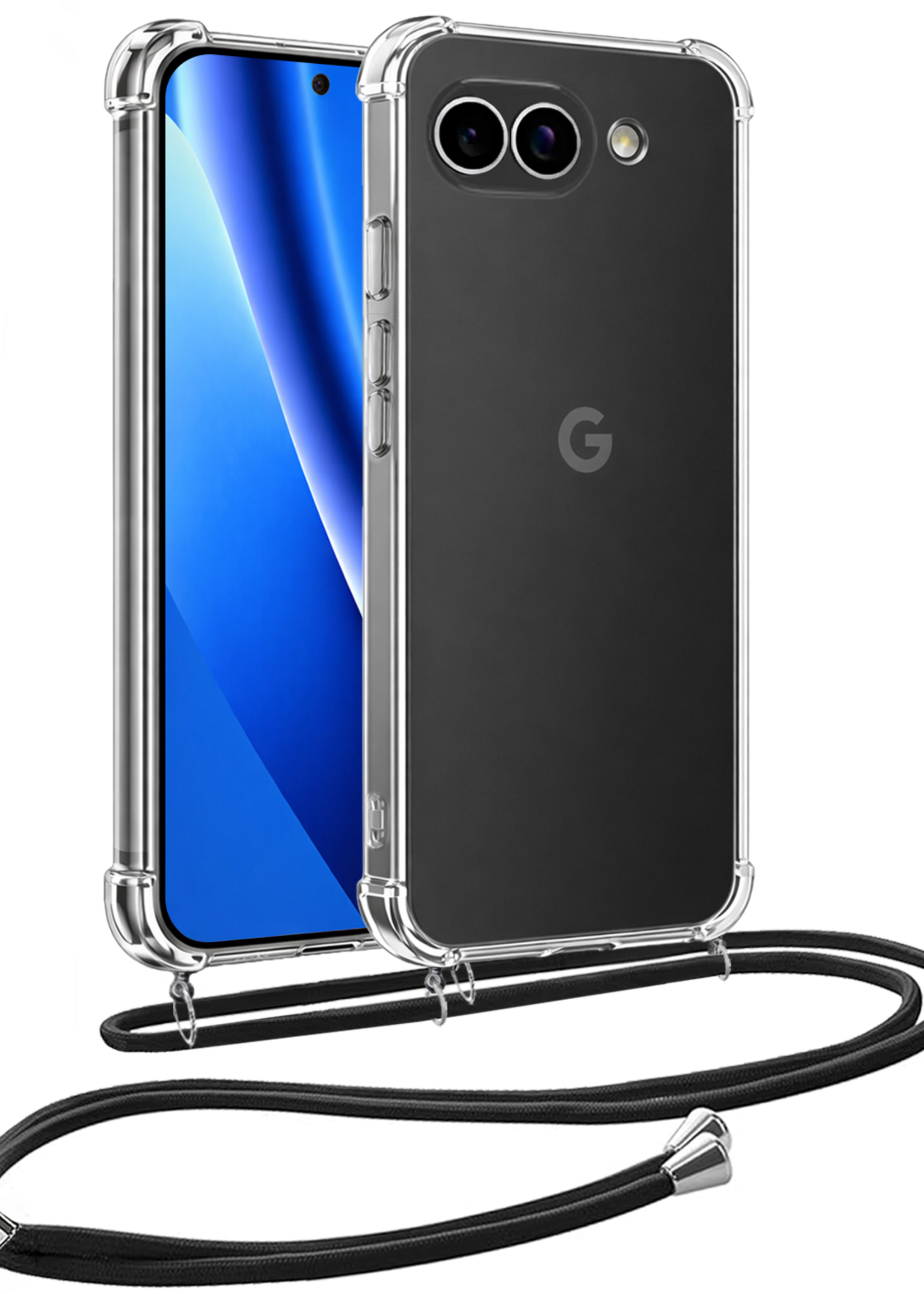 BTH BTH Google Pixel 10a Hoesje Transparant Shockproof Met Zwart Koord