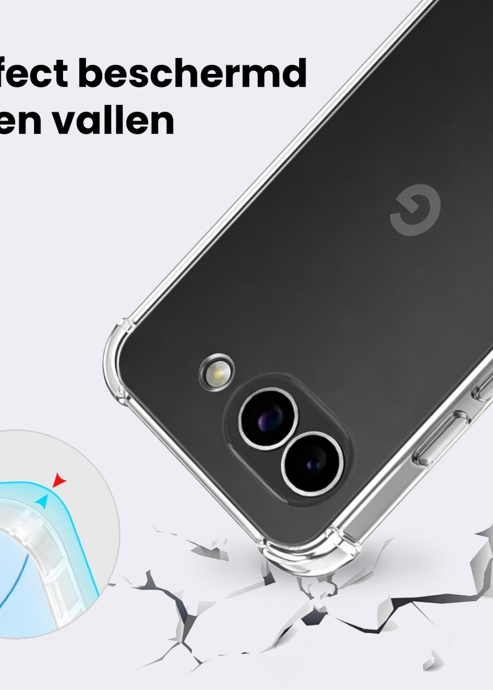 BTH BTH Google Pixel 10a Hoesje Transparant Shockproof Met Zwart Koord