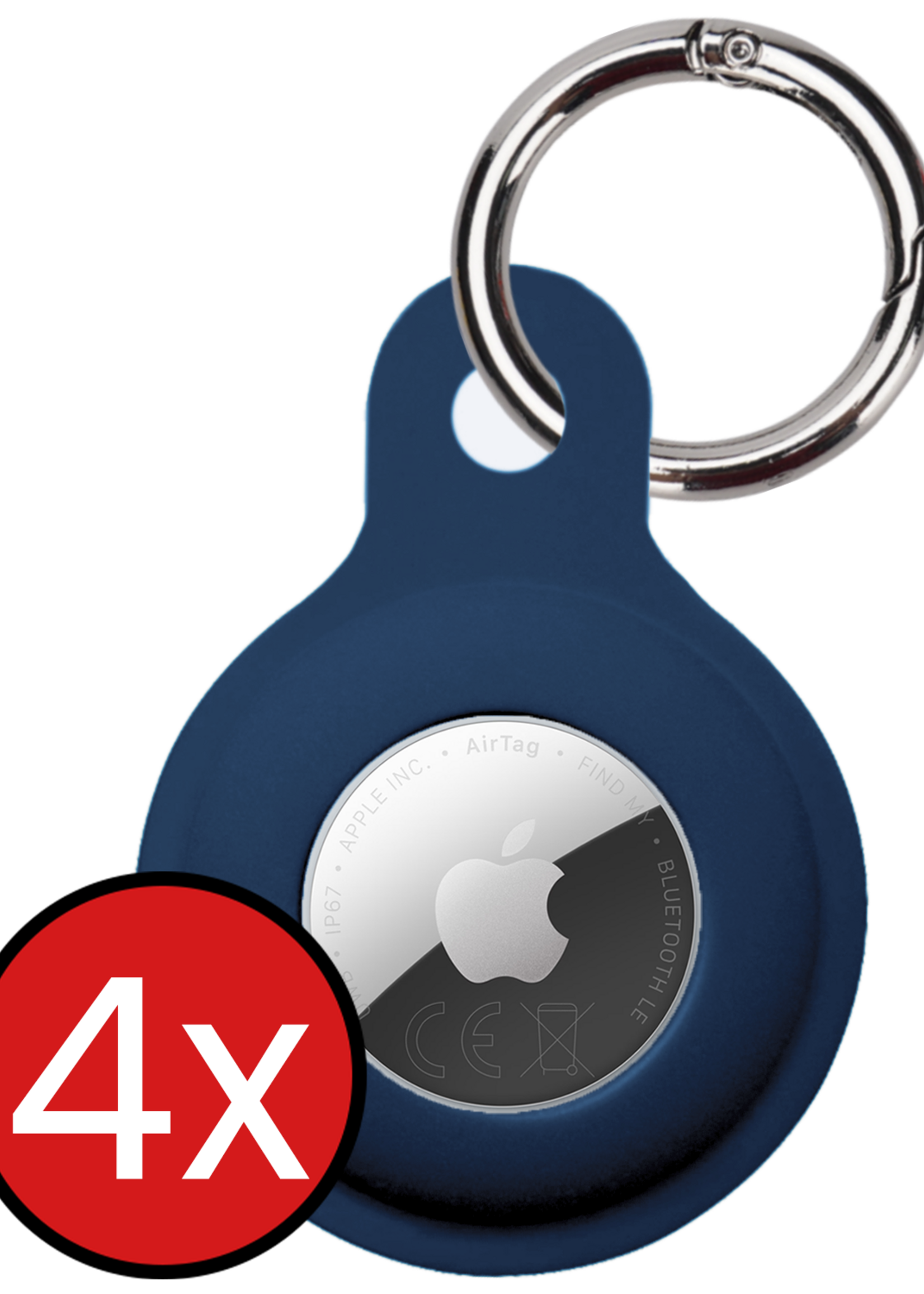 BTH BTH AirTag 2 Hoesje Siliconen - Donkerblauw - 4 PACK