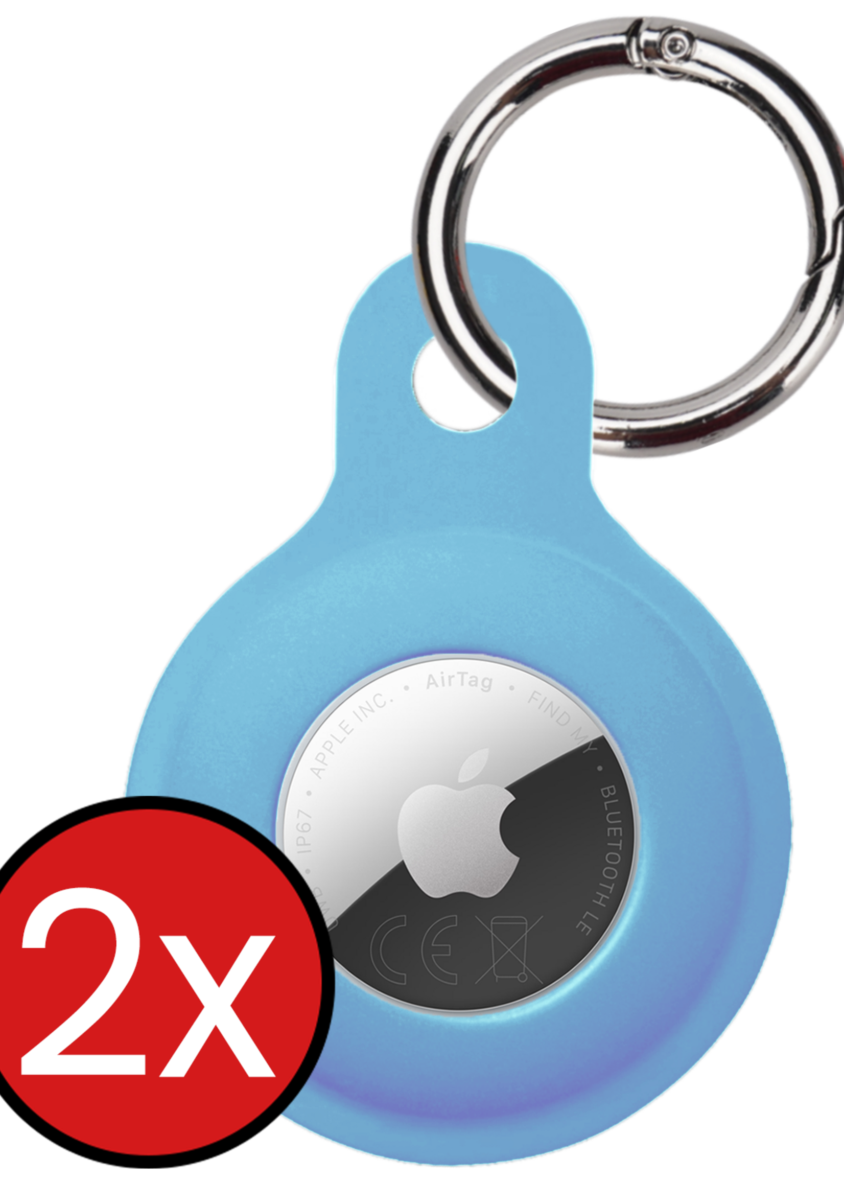 BTH BTH AirTag 2 Hoesje Siliconen - Lichtblauw - 2 PACK
