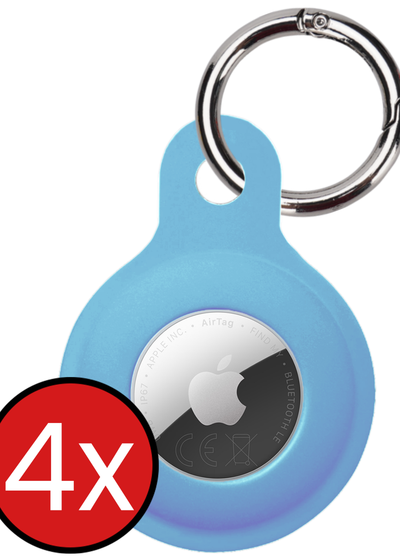 BTH BTH AirTag 2 Hoesje Siliconen - Lichtblauw - 4 PACK