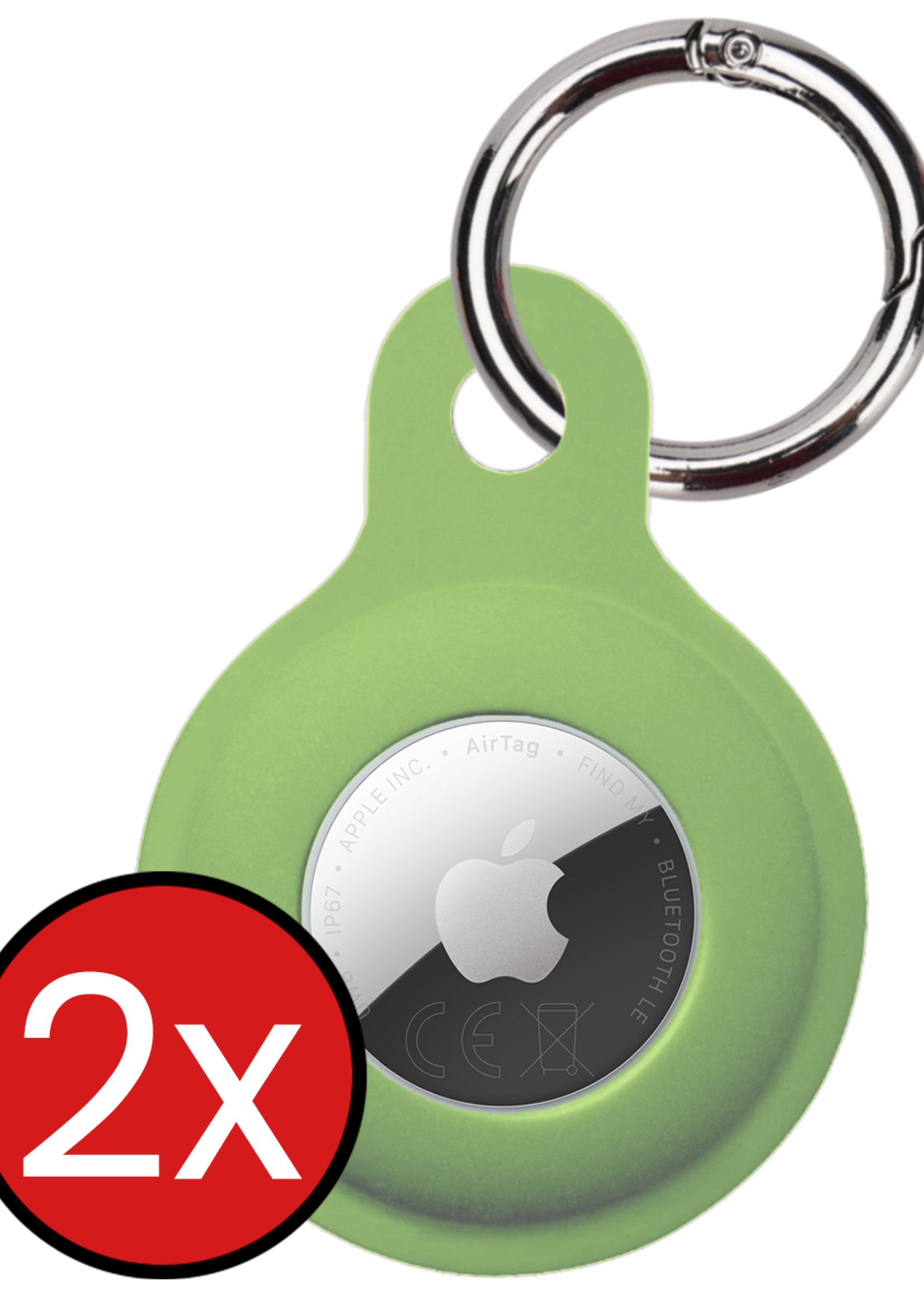 BTH BTH AirTag 2 Hoesje Siliconen - Lichtgroen - 2 PACK