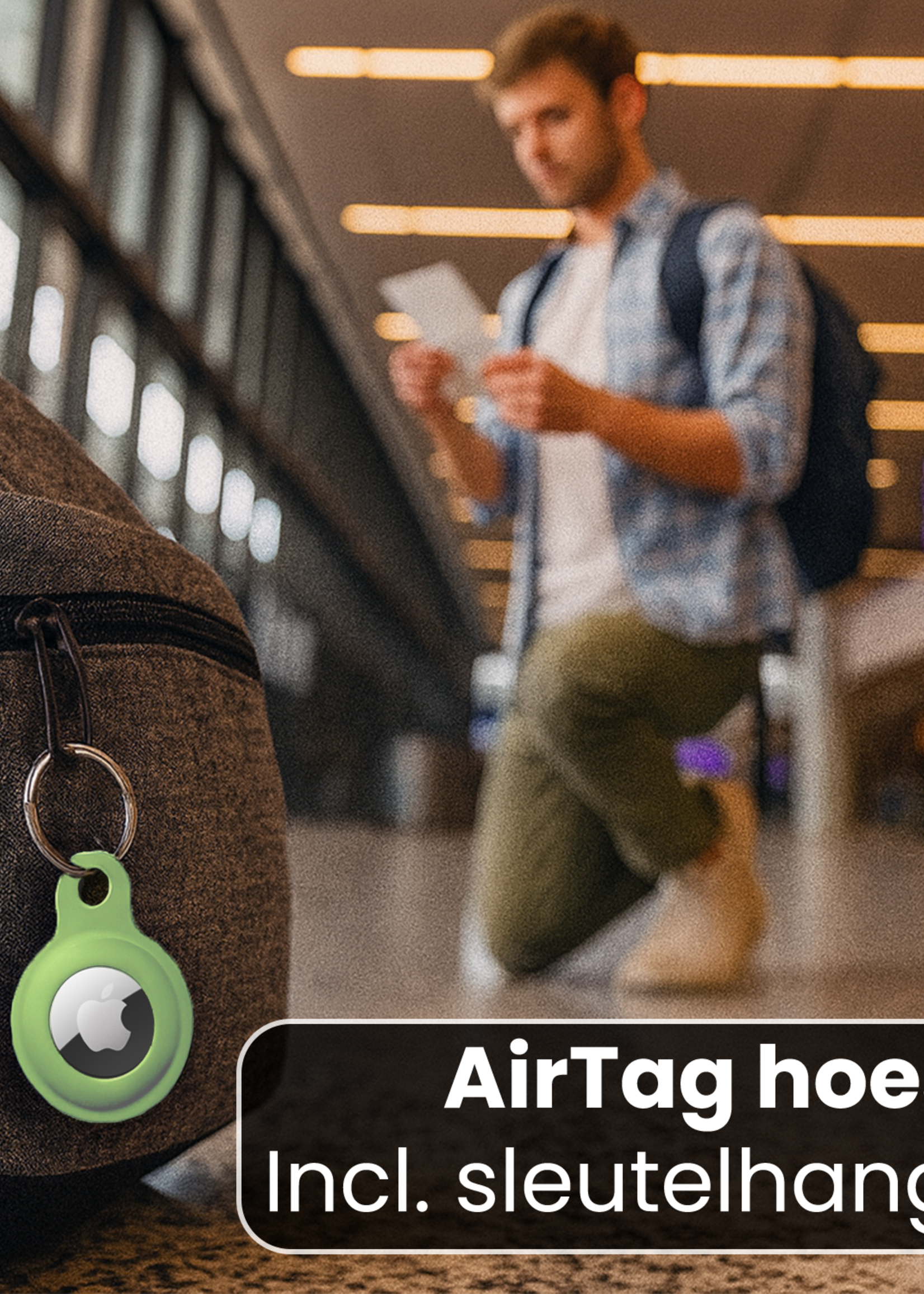 BTH BTH AirTag 2 Hoesje Siliconen - Lichtgroen - 2 PACK