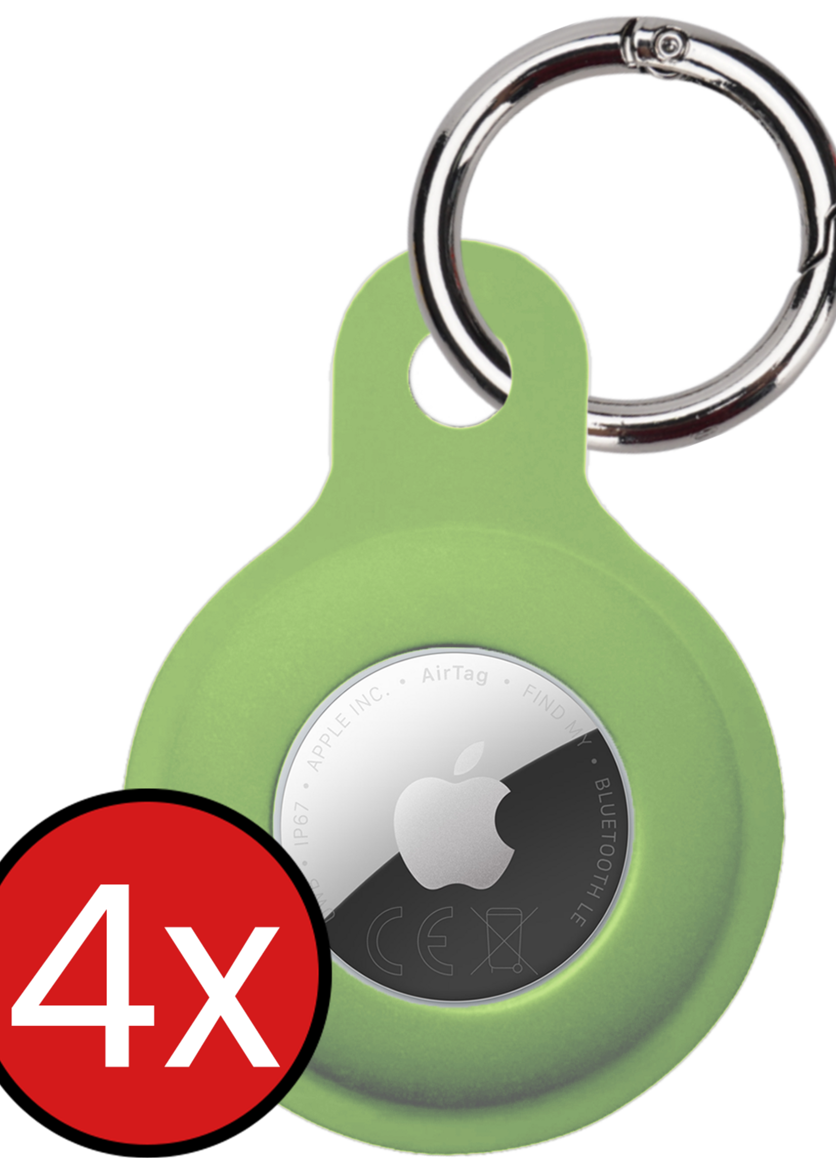 BTH BTH AirTag 2 Hoesje Siliconen - Lichtgroen - 4 PACK