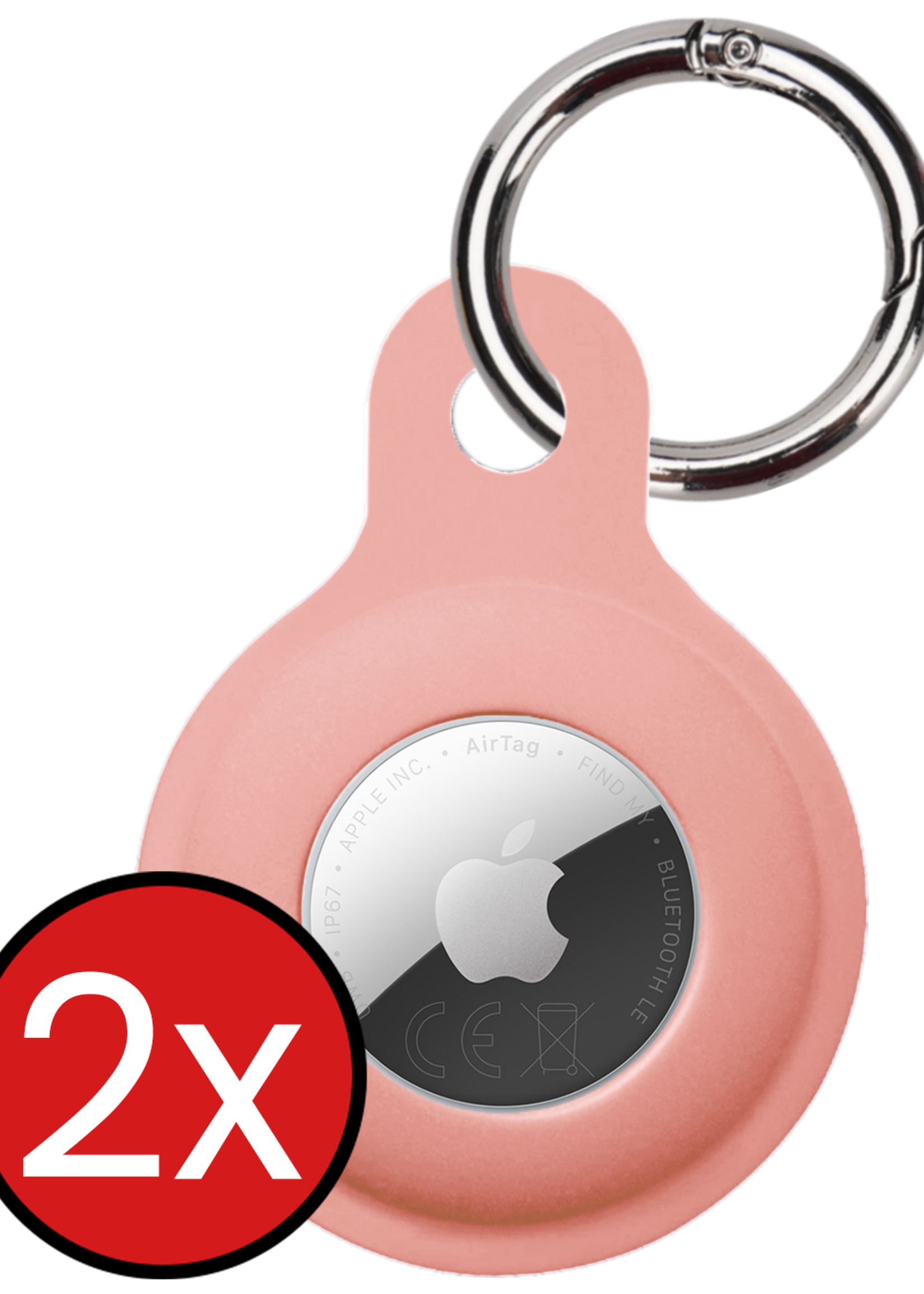 BTH BTH AirTag 2 Hoesje Siliconen - Lichtroze - 2 PACK