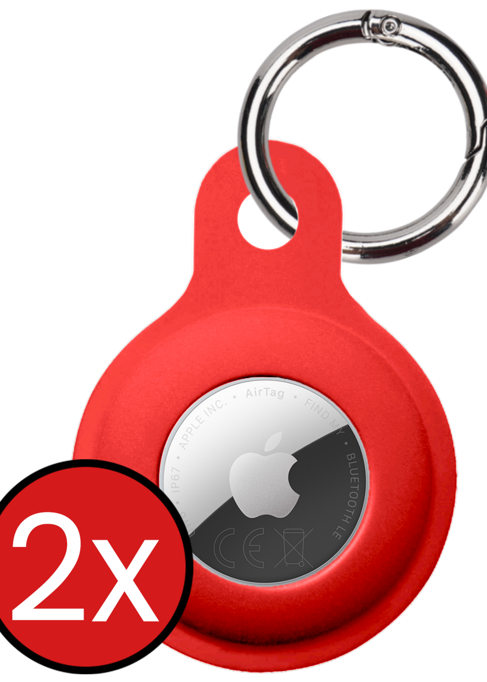 BTH BTH AirTag 2 Hoesje Siliconen - Rood - 2 PACK