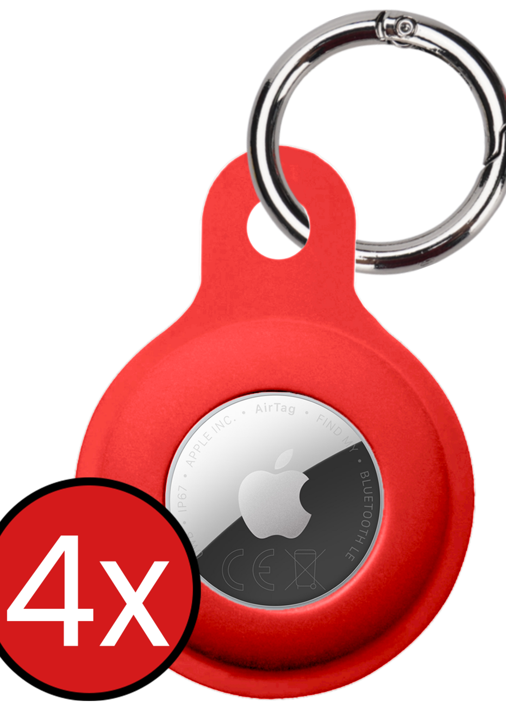 BTH BTH AirTag 2 Hoesje Siliconen - Rood - 4 PACK