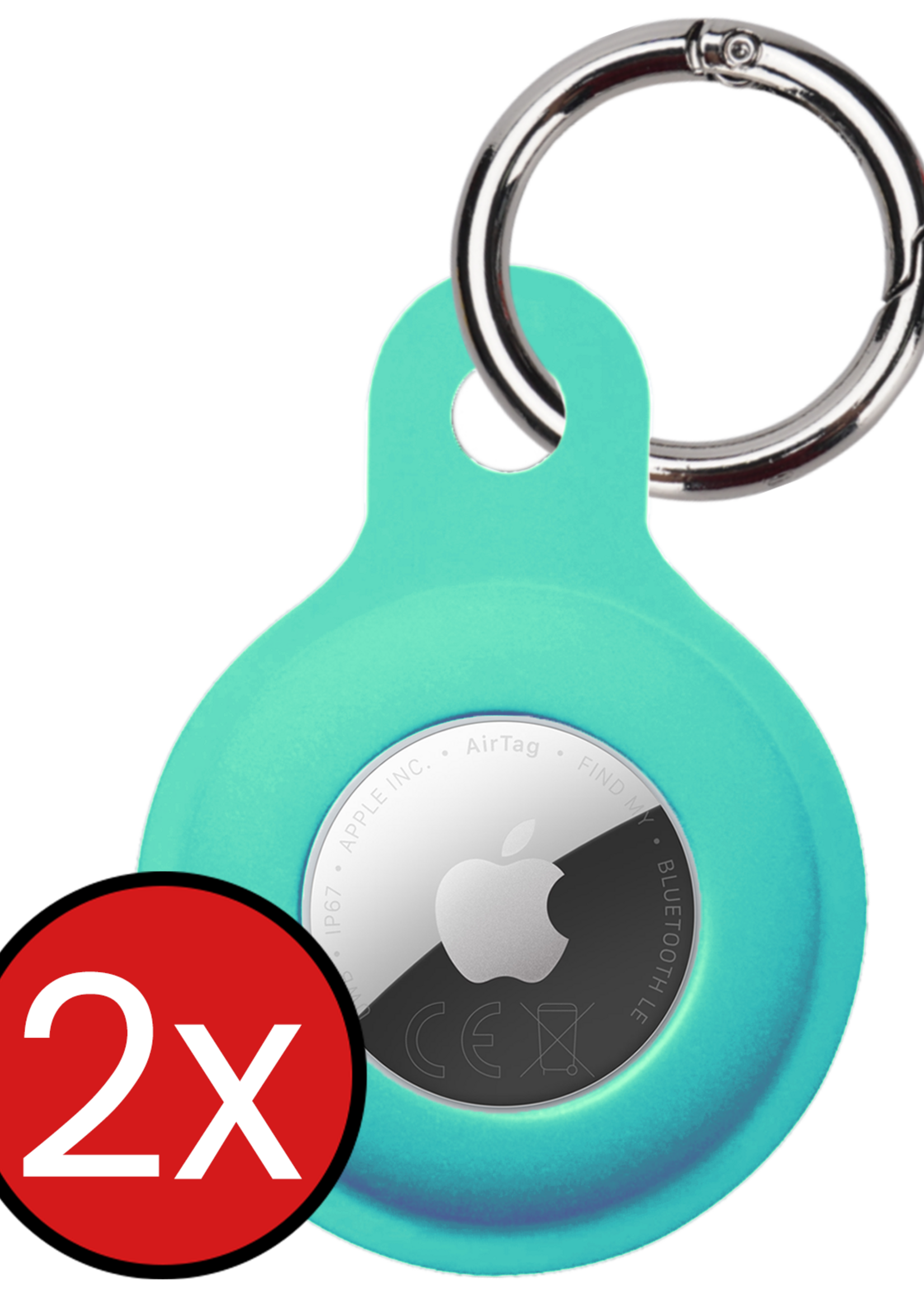 BTH BTH AirTag 2 Hoesje Siliconen - Turquoise - 2 PACK