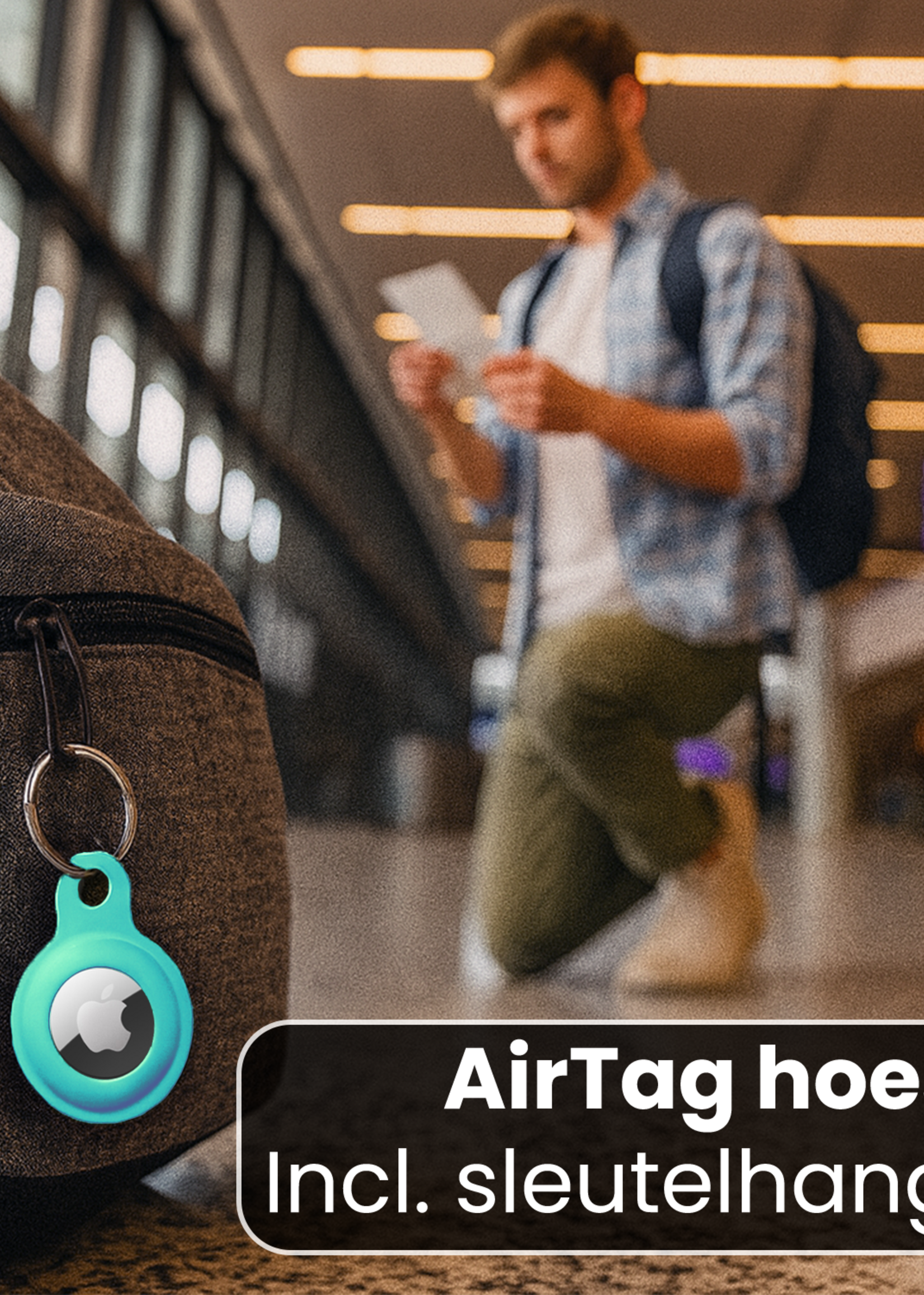 BTH BTH AirTag 2 Hoesje Siliconen - Turquoise - 2 PACK