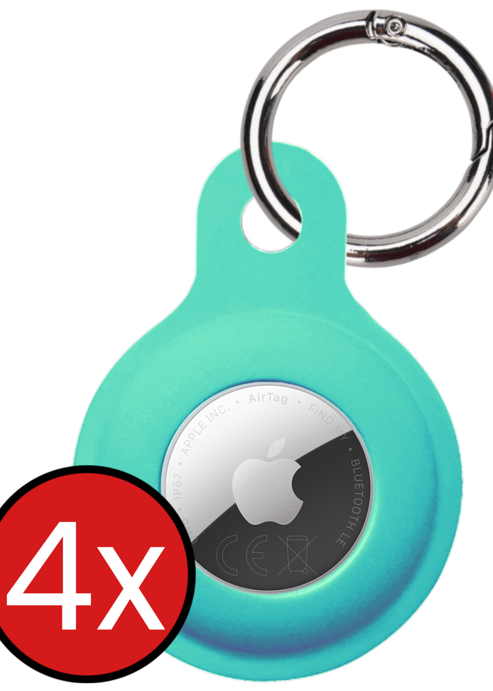 BTH BTH AirTag 2 Hoesje Siliconen - Turquoise - 4 PACK
