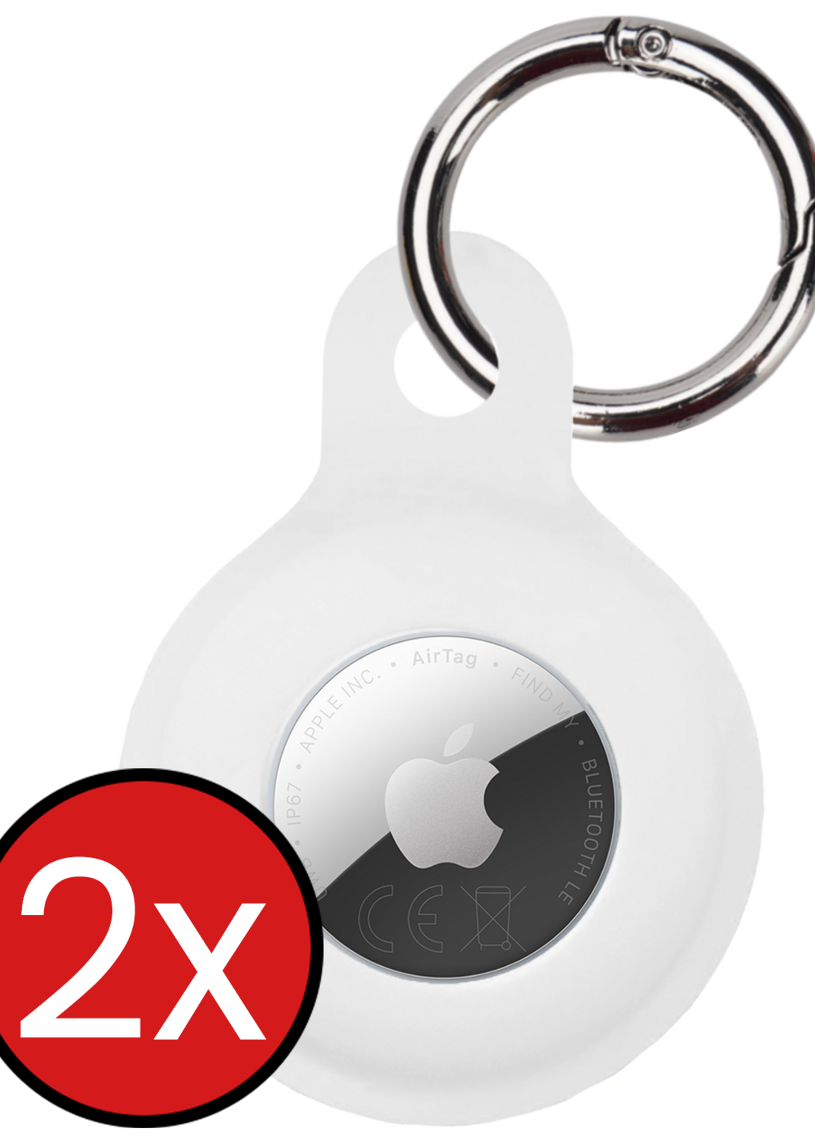 BTH BTH AirTag 2 Hoesje Siliconen - Wit - 2 PACK