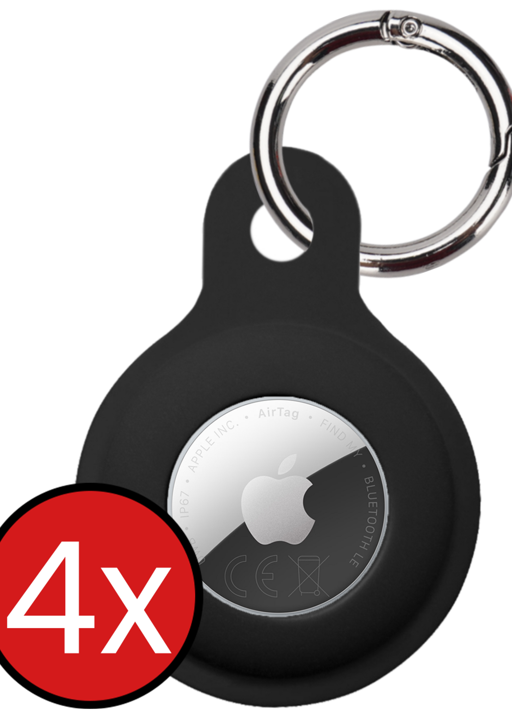 BTH BTH AirTag 2 Hoesje Siliconen - Zwart - 4 PACK