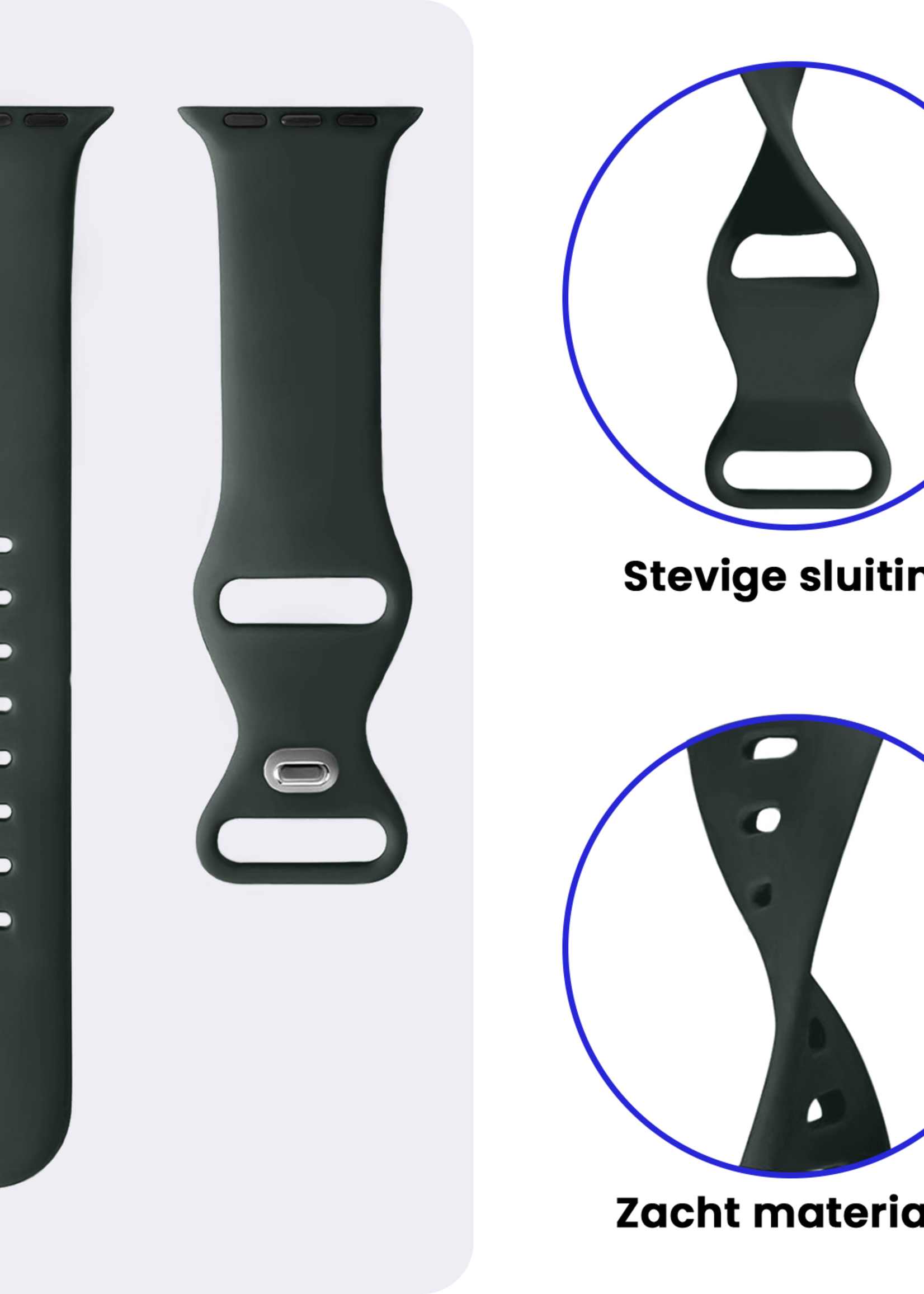 BTH BTH Apple Watch Bandje Siliconen Verstelbaar (49 mm) - Grijs