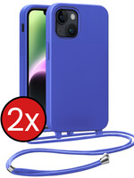 BTH BTH iPhone 13 Mini Hoesje Met Koord - Fel Blauw - 2 PACK