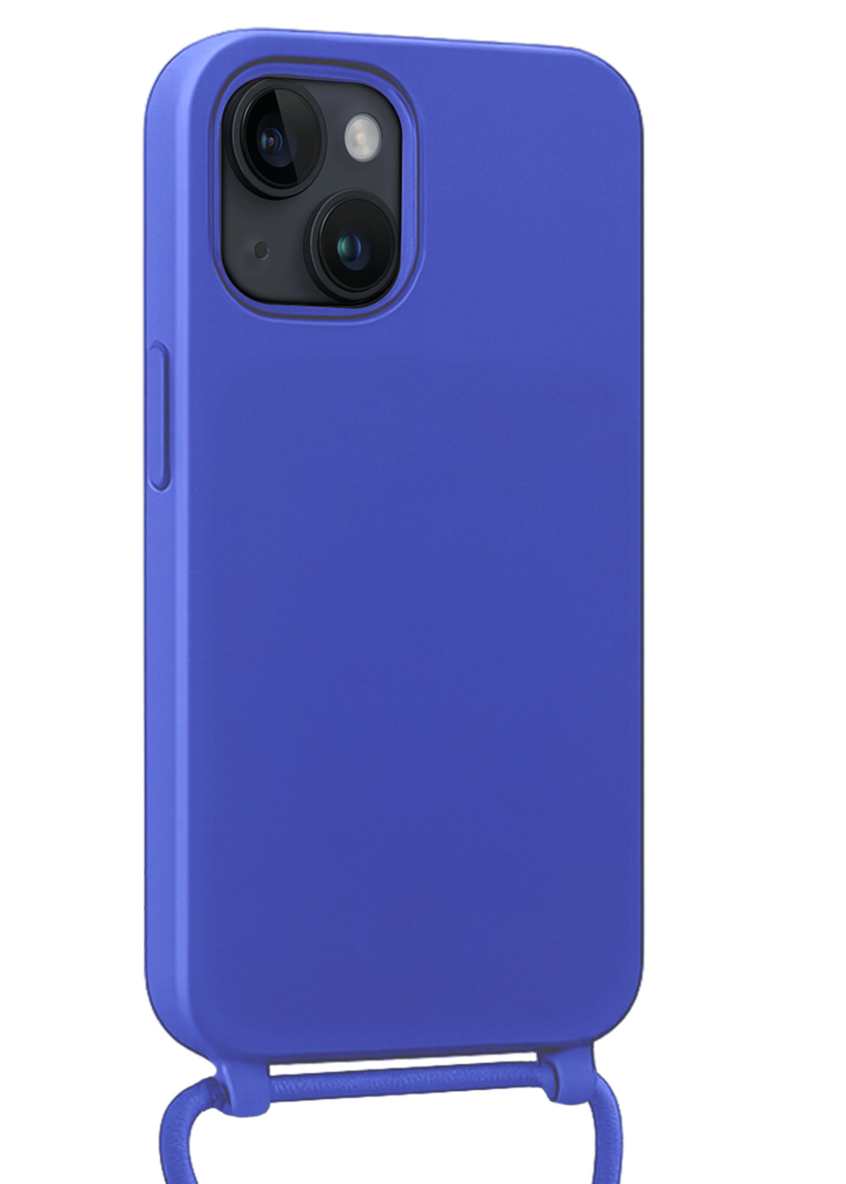 BTH BTH iPhone 13 Mini Hoesje Met Koord Met 2x Screenprotector - Fel Blauw