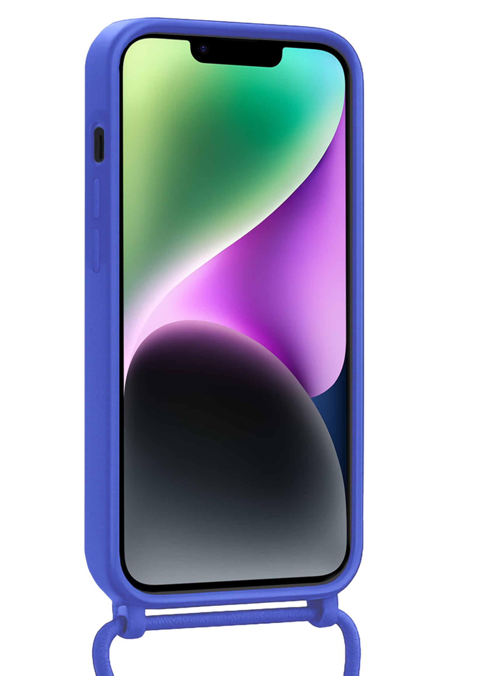 BTH BTH iPhone 13 Mini Hoesje Met Koord Met 2x Screenprotector - Fel Blauw