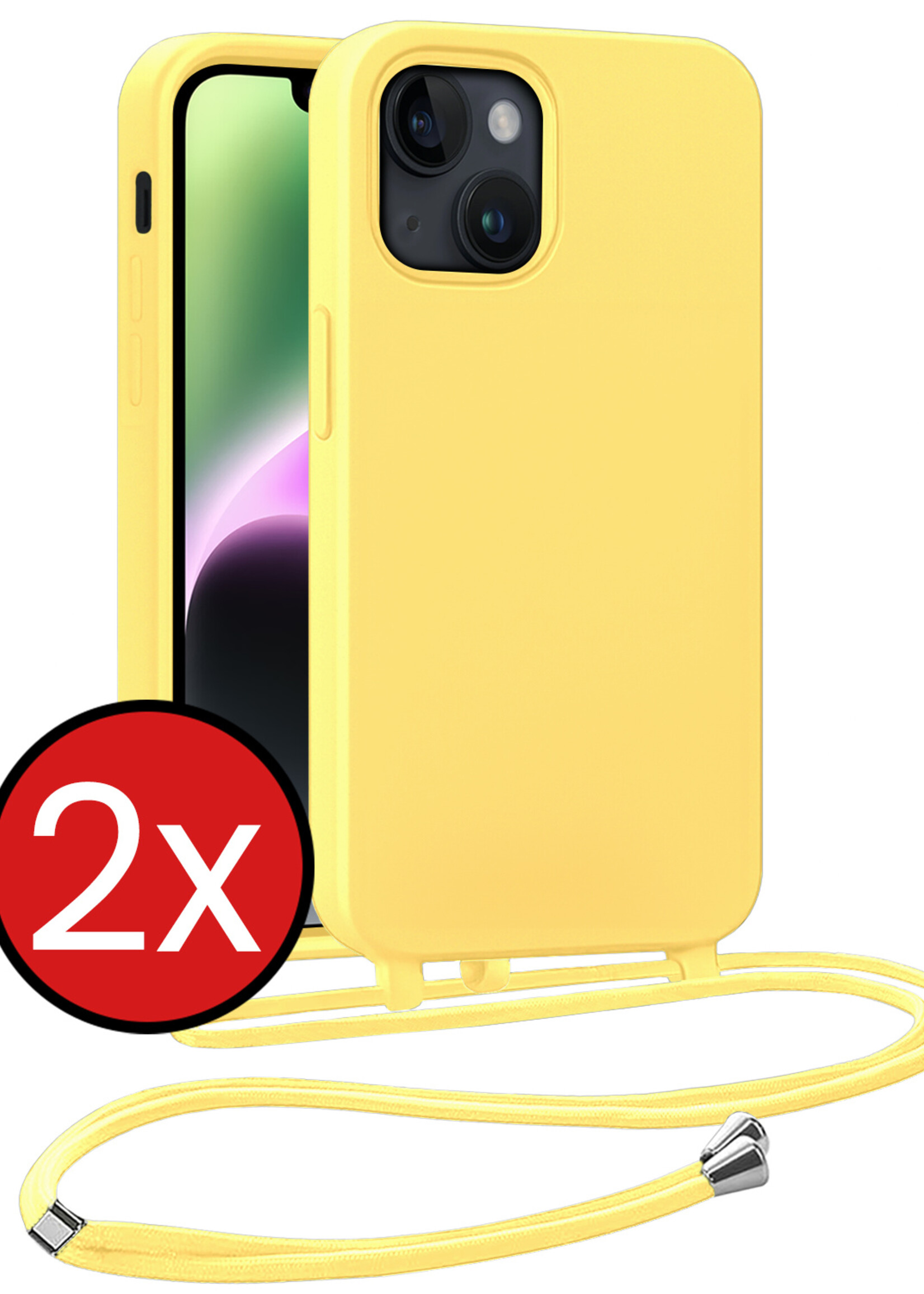 BTH BTH iPhone 13 Mini Hoesje Met Koord - Geel - 2 PACK