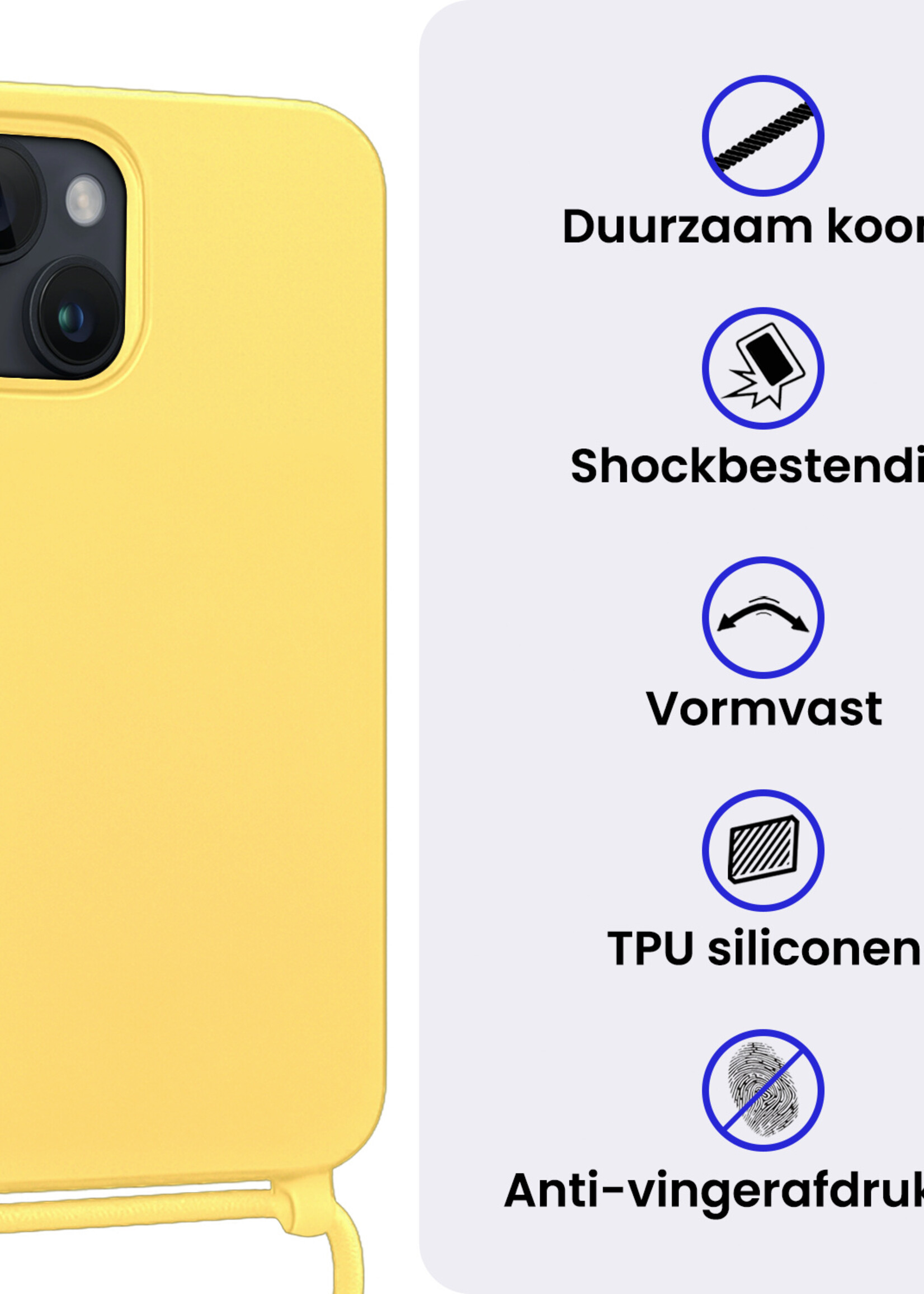 BTH BTH iPhone 13 Mini Hoesje Met Koord - Geel - 2 PACK