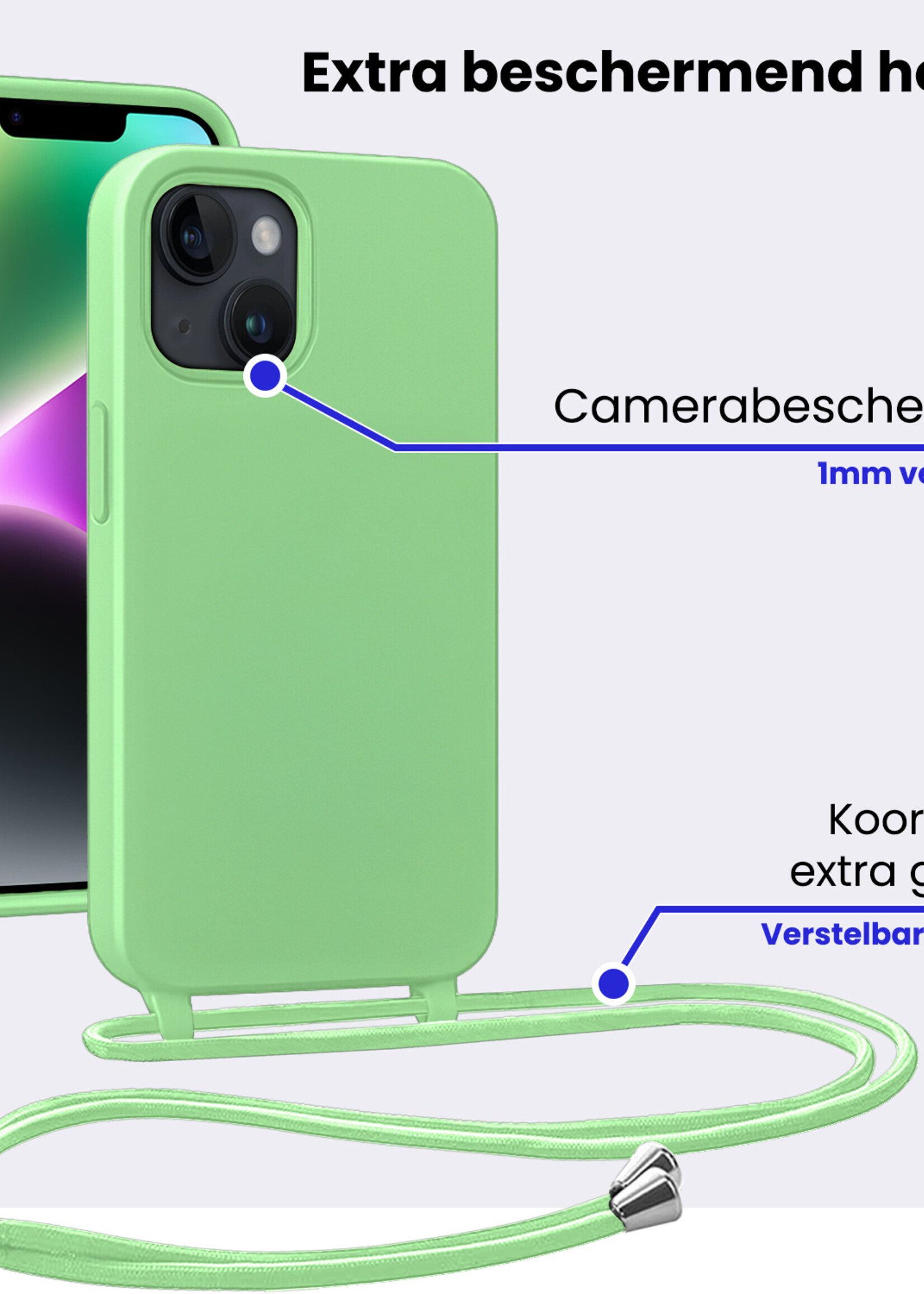 BTH BTH iPhone 13 Mini Hoesje Met Koord - Groen