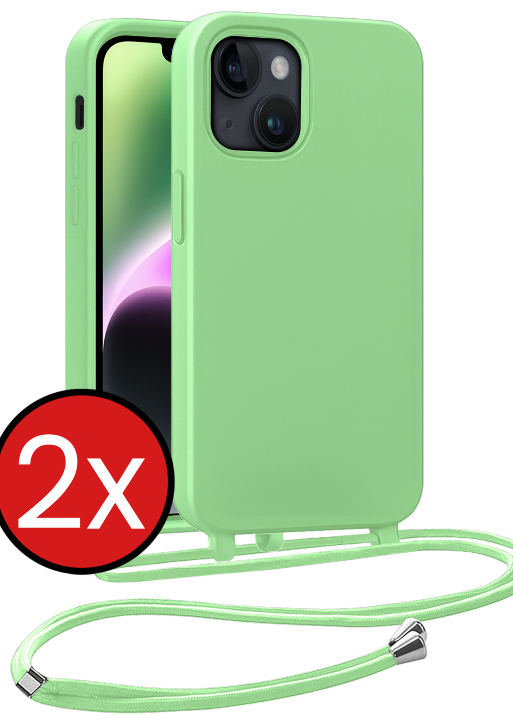 BTH BTH iPhone 13 Mini Hoesje Met Koord - Groen - 2 PACK
