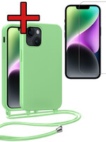 BTH BTH iPhone 13 Mini Hoesje Met Koord Met Screenprotector - Groen