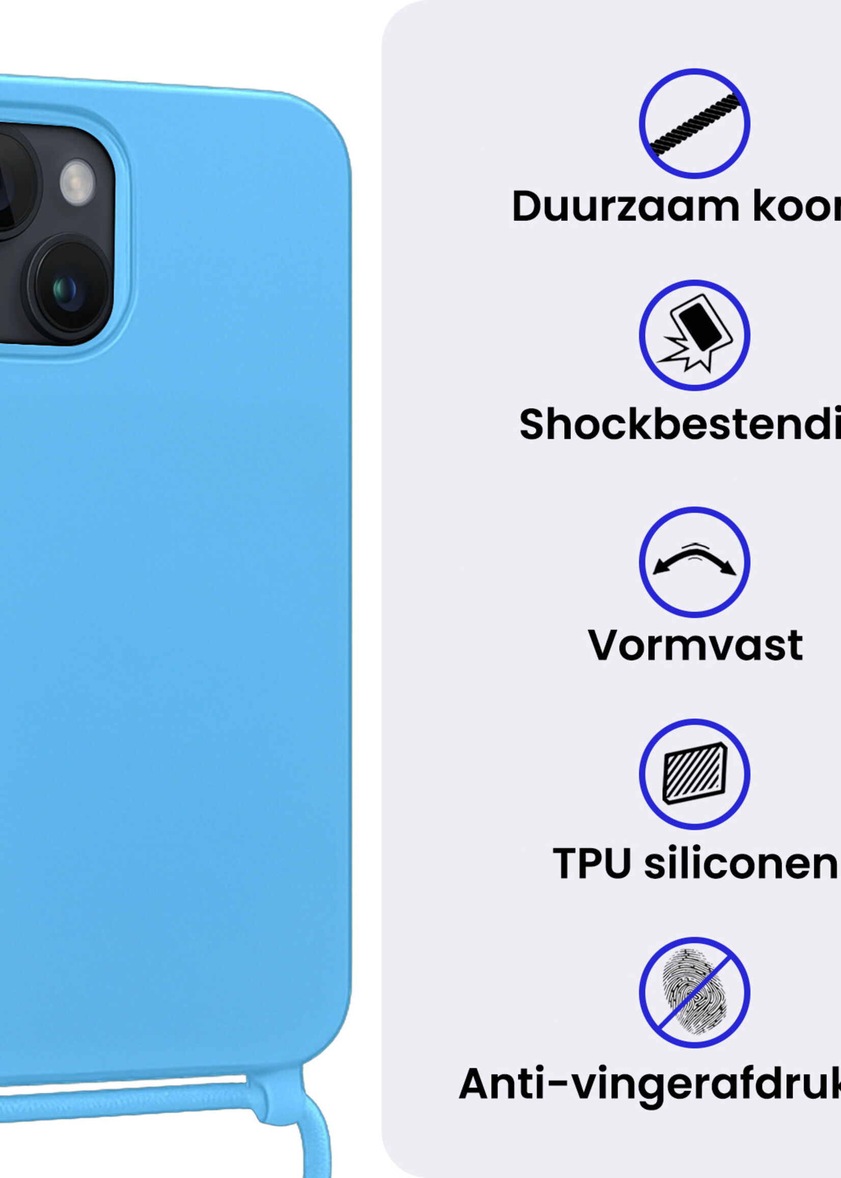 BTH BTH iPhone 13 Mini Hoesje Met Koord - Lichtblauw