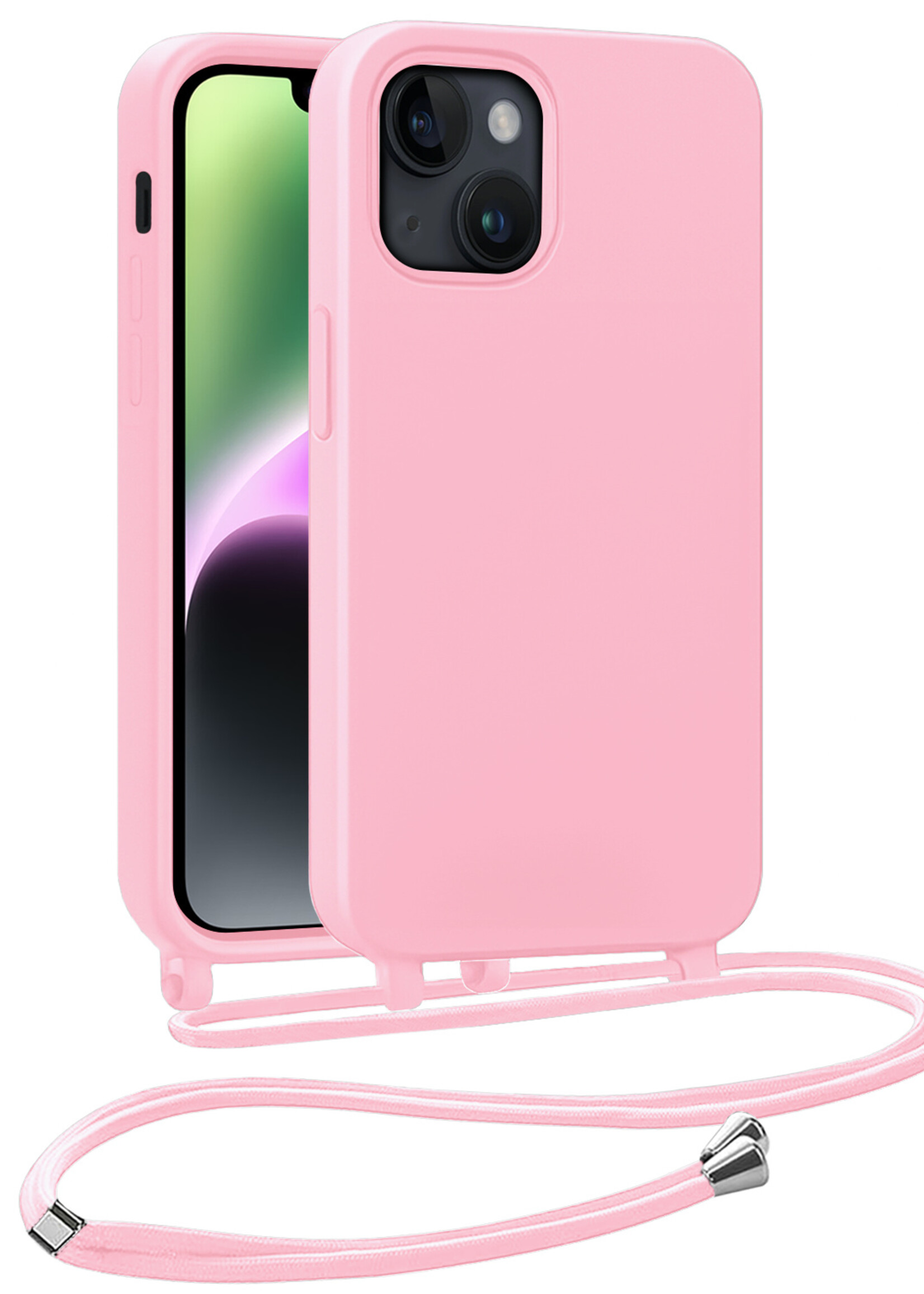 BTH BTH iPhone 13 Mini Hoesje Met Koord - Lichtroze