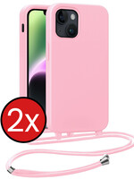 BTH BTH iPhone 13 Mini Hoesje Met Koord - Lichtroze - 2 PACK