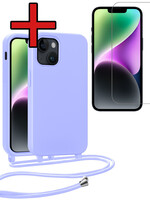 BTH BTH iPhone 13 Mini Hoesje Met Koord Met Screenprotector - Lila