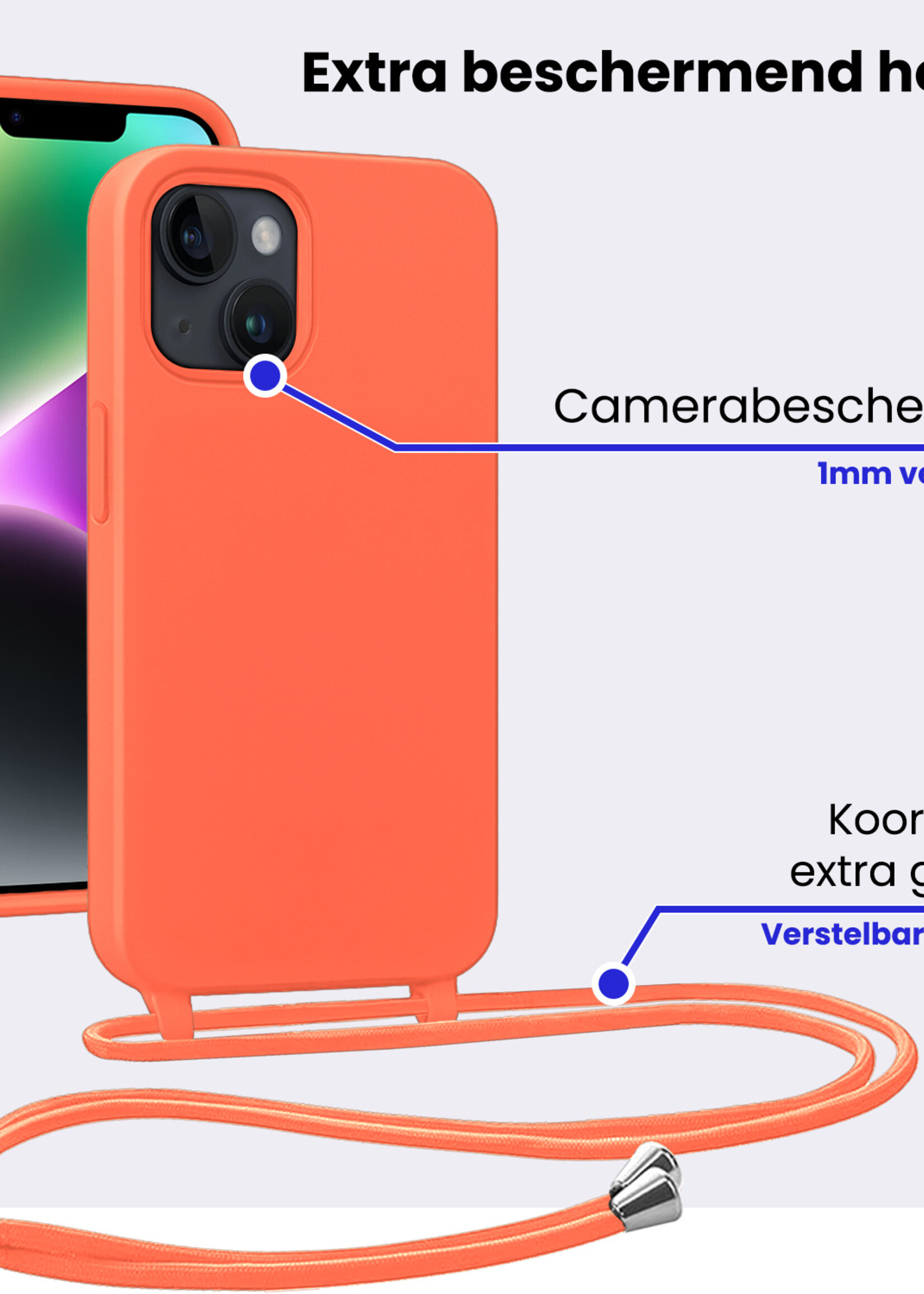 BTH BTH iPhone 13 Mini Hoesje Met Koord - Papaya