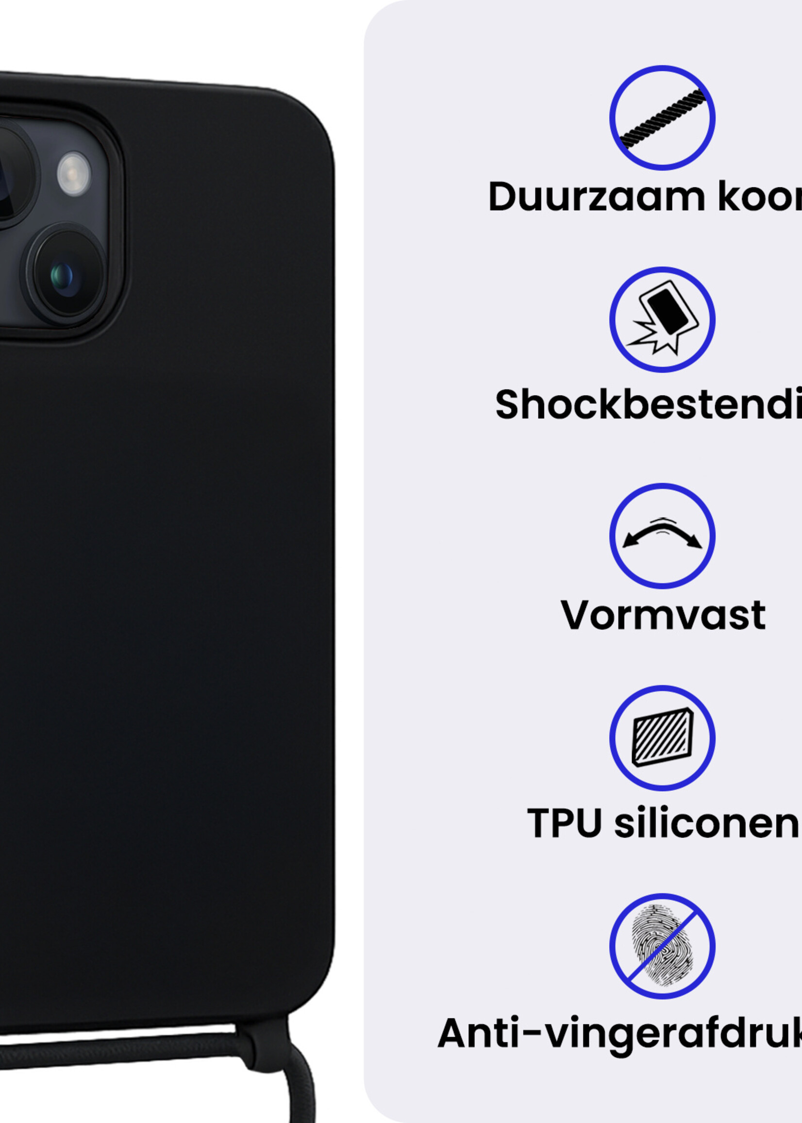 BTH BTH iPhone 13 Mini Hoesje Met Koord - Zwart