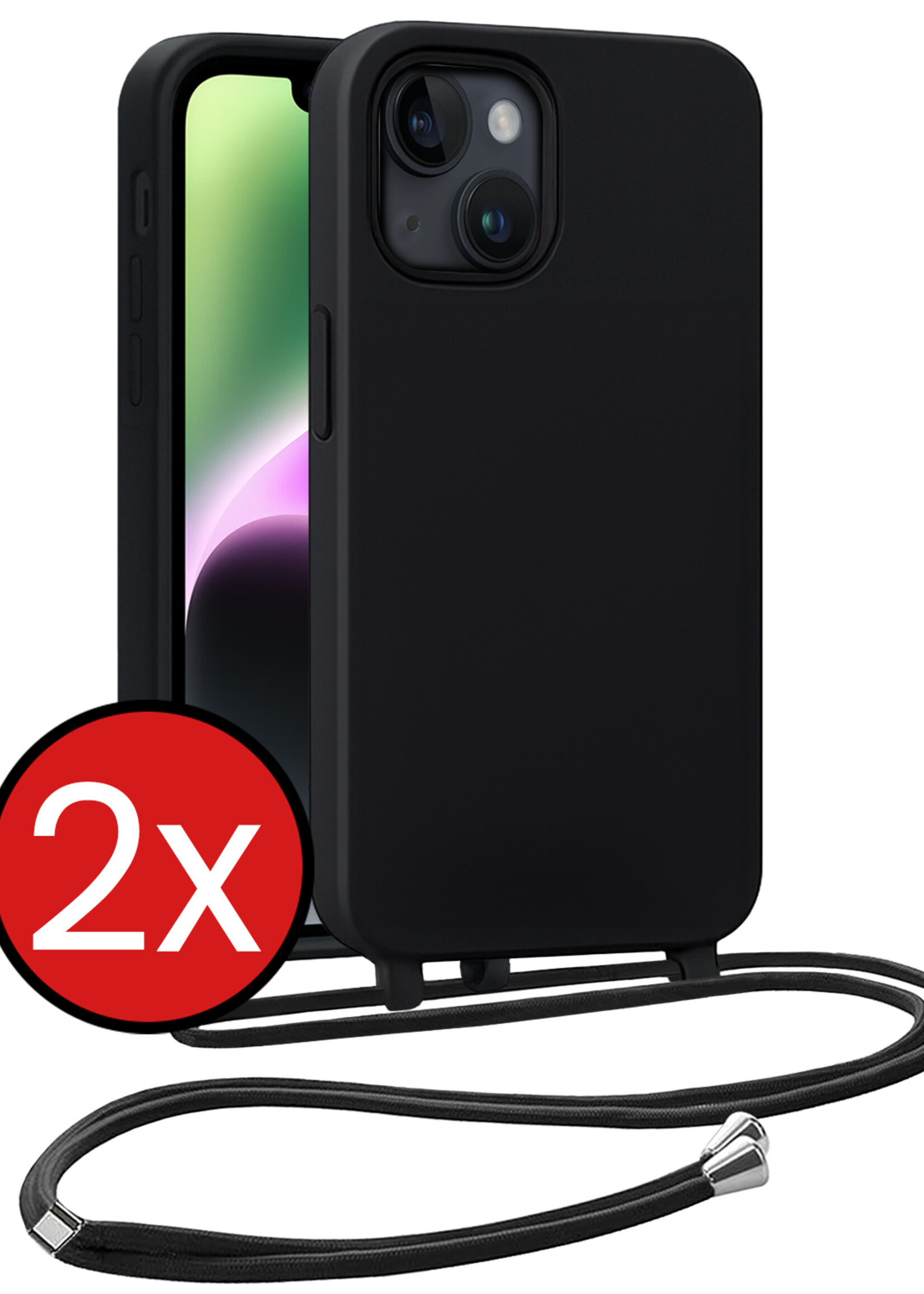 BTH BTH iPhone 13 Mini Hoesje Met Koord - Zwart - 2 PACK