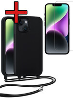 BTH BTH iPhone 13 Mini Hoesje Met Koord Met Screenprotector - Zwart