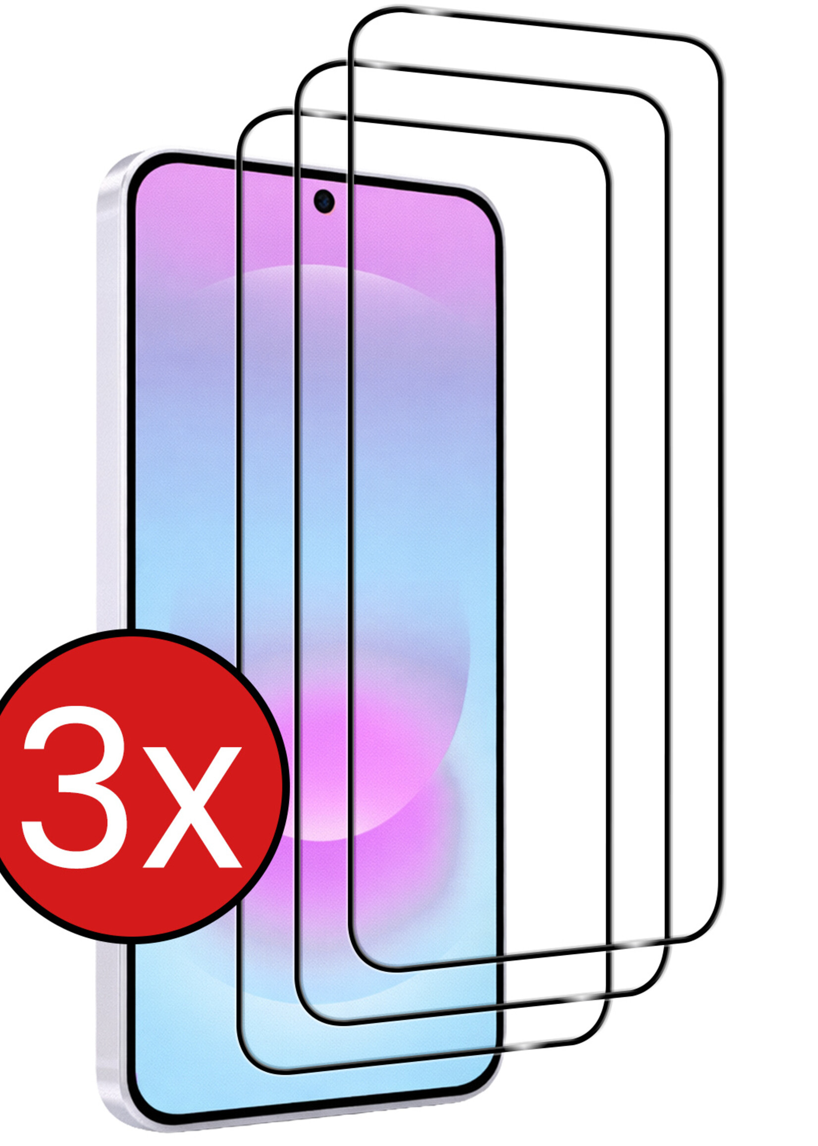 BTH BTH Samsung Galaxy A37 Screenprotector Glas Full Cover - 3 PACK