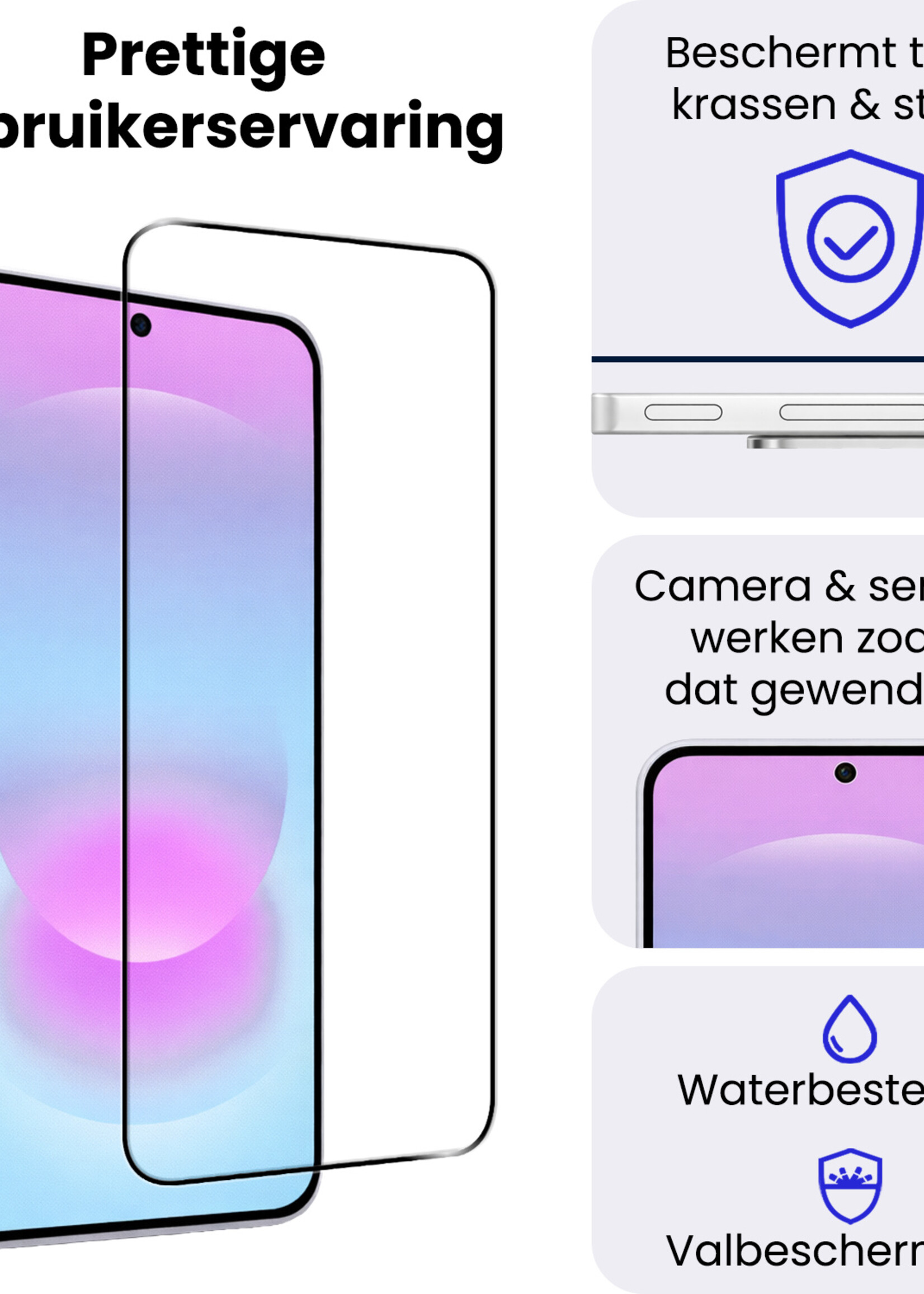 BTH BTH Samsung Galaxy A37 Screenprotector Glas Full Cover - 3 PACK