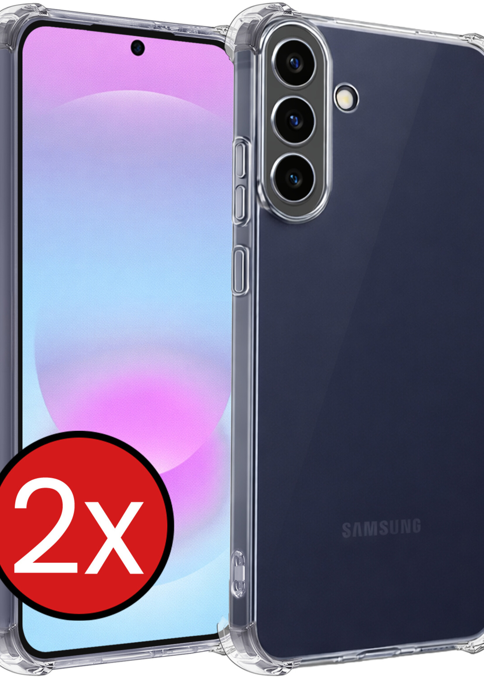 BTH BTH Samsung Galaxy A37 Hoesje Shockproof - Transparant - 2 PACK