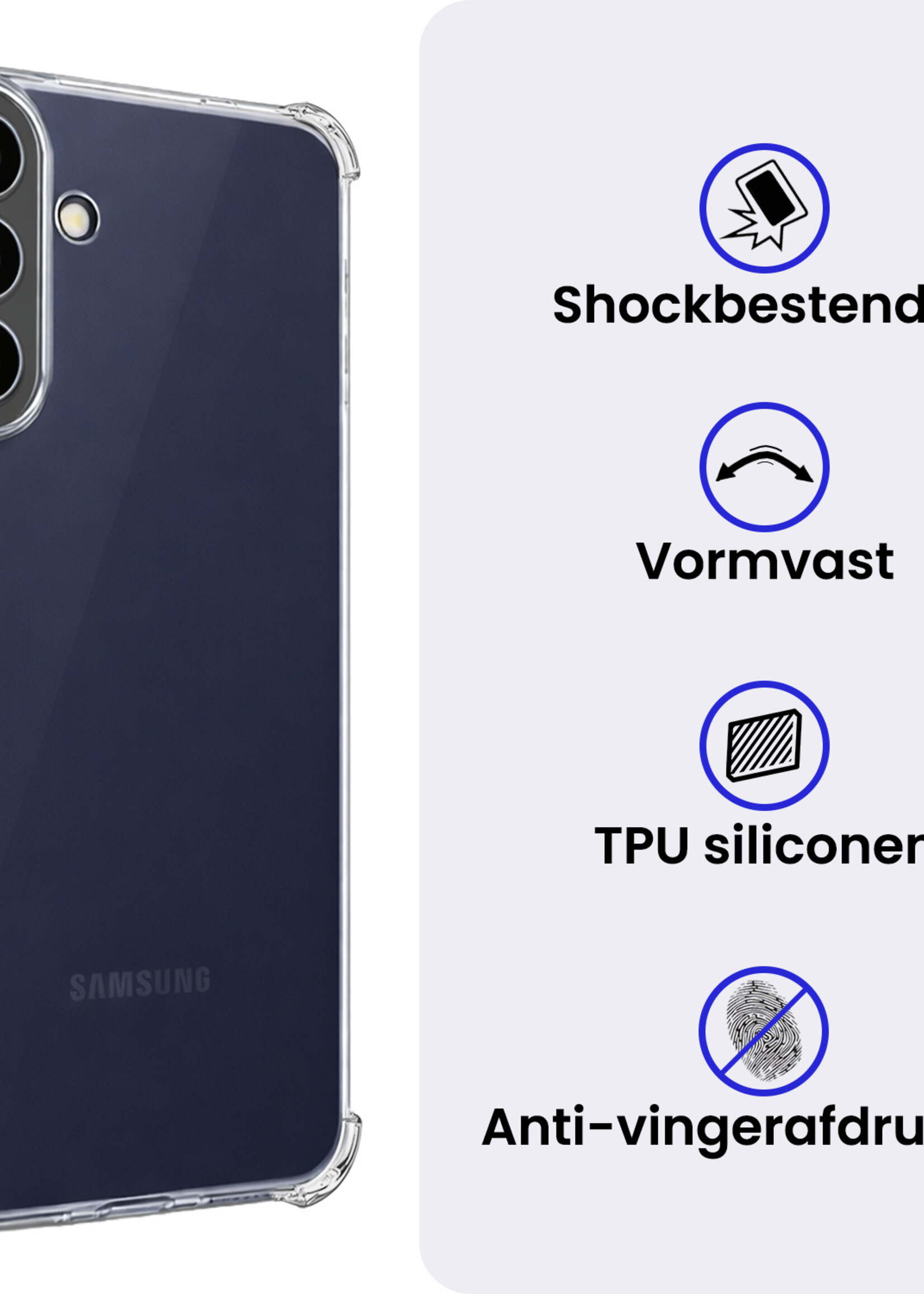 BTH BTH Samsung Galaxy A37 Hoesje Shockproof - Transparant - 2 PACK