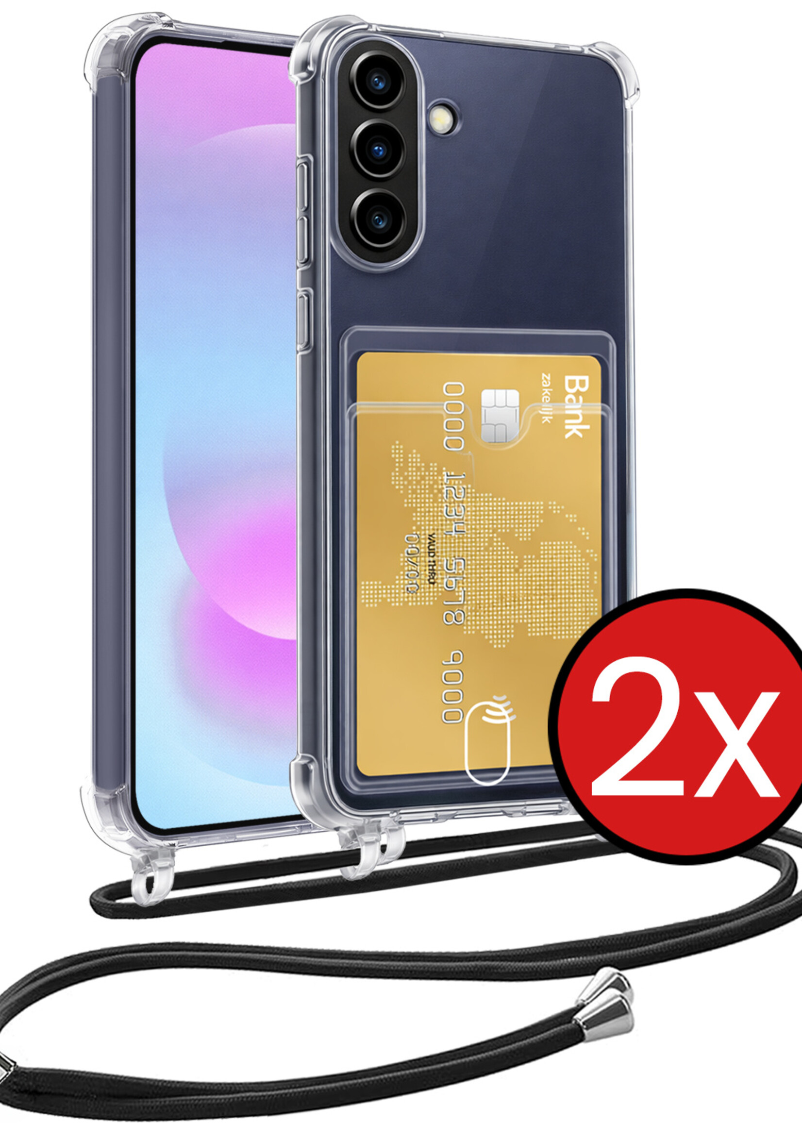 BTH BTH Samsung Galaxy A37 Hoesje Pashouder met Koord - 2 PACK