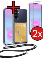 BTH BTH Samsung Galaxy A37 Hoesje Pashouder met Koord Met 2x Screenprotector