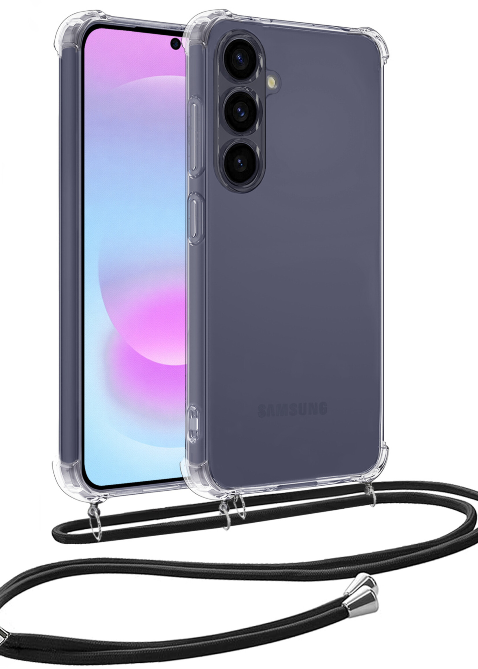 BTH BTH Samsung Galaxy A37 Hoesje Transparant Shockproof Met Zwart Koord