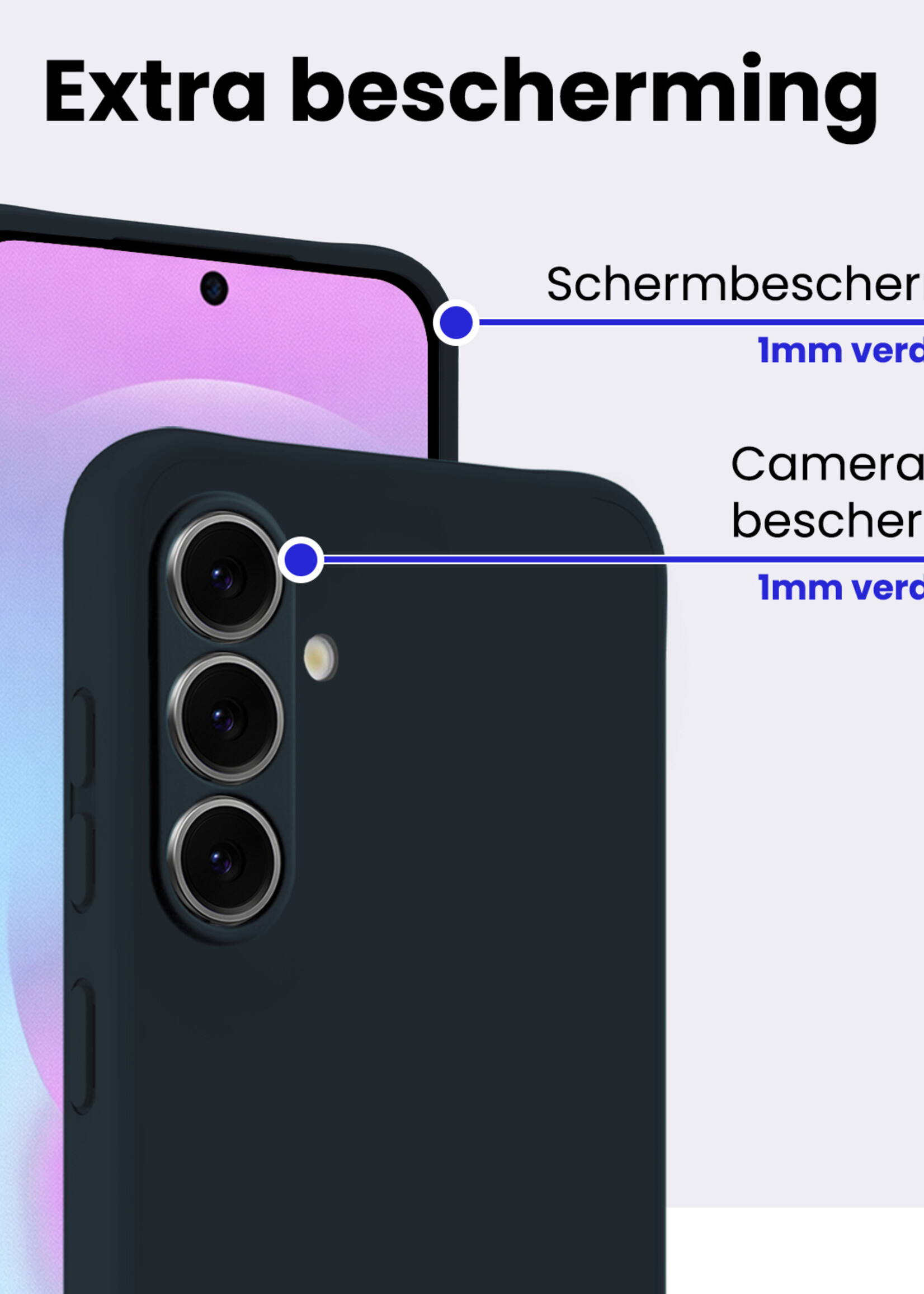 BTH BTH Samsung Galaxy A37 Hoesje Siliconen - Donkerblauw - 2 PACK