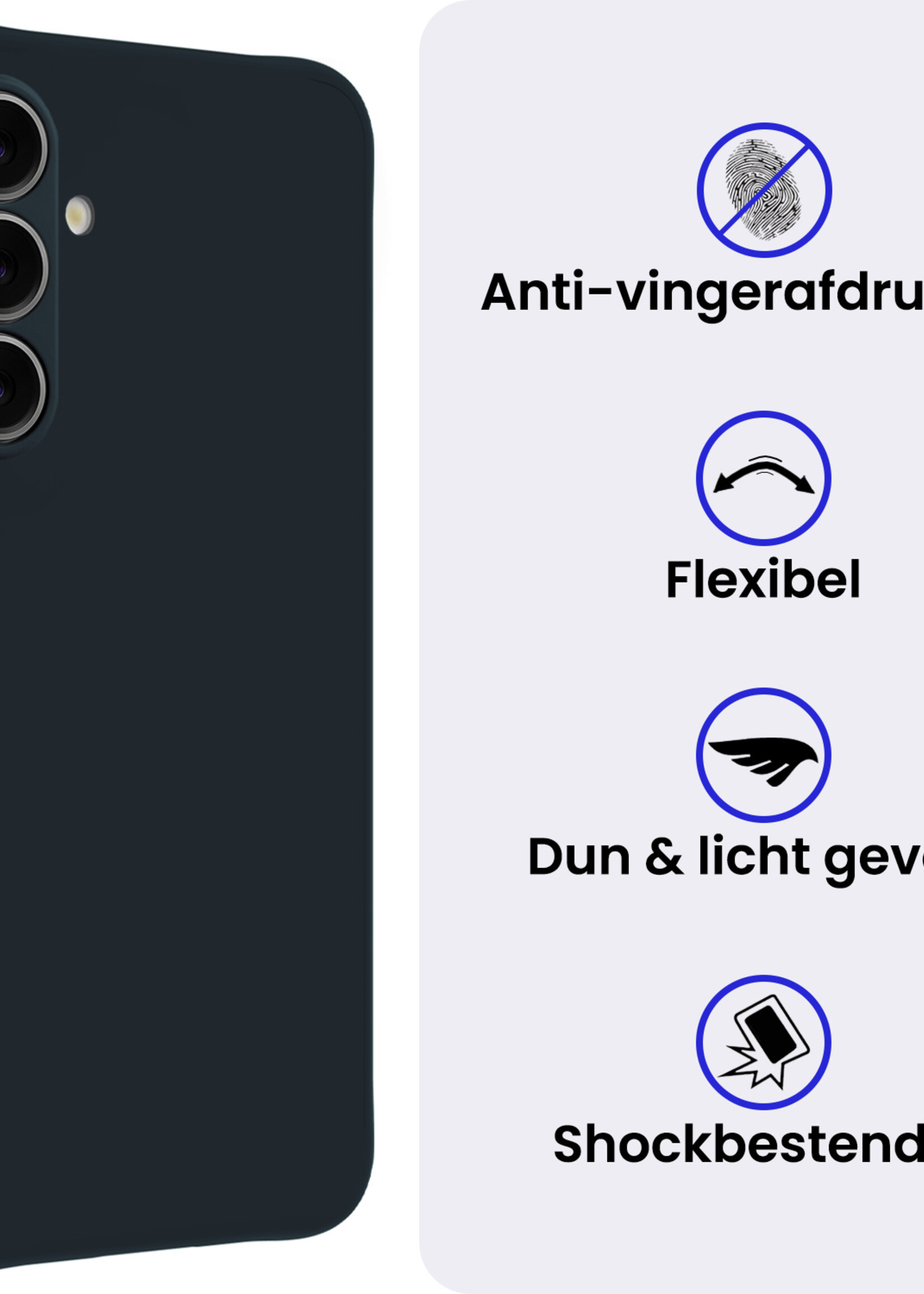 BTH BTH Samsung Galaxy A37 Hoesje Siliconen Met Screenprotector - Donkerblauw