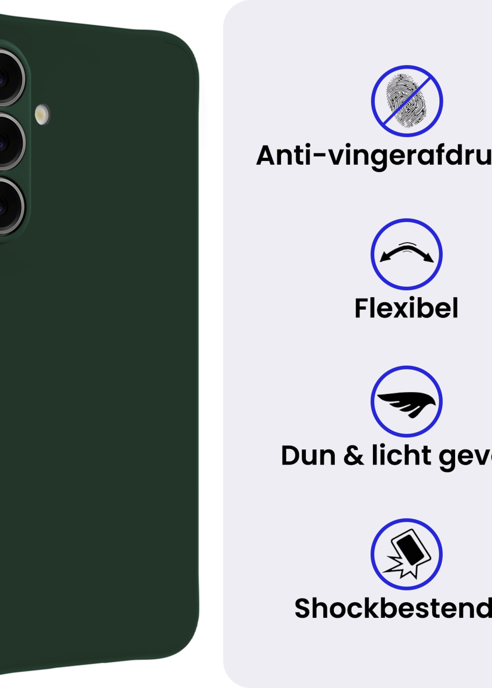 BTH BTH Samsung Galaxy A37 Hoesje Siliconen Met Screenprotector - Donkergroen
