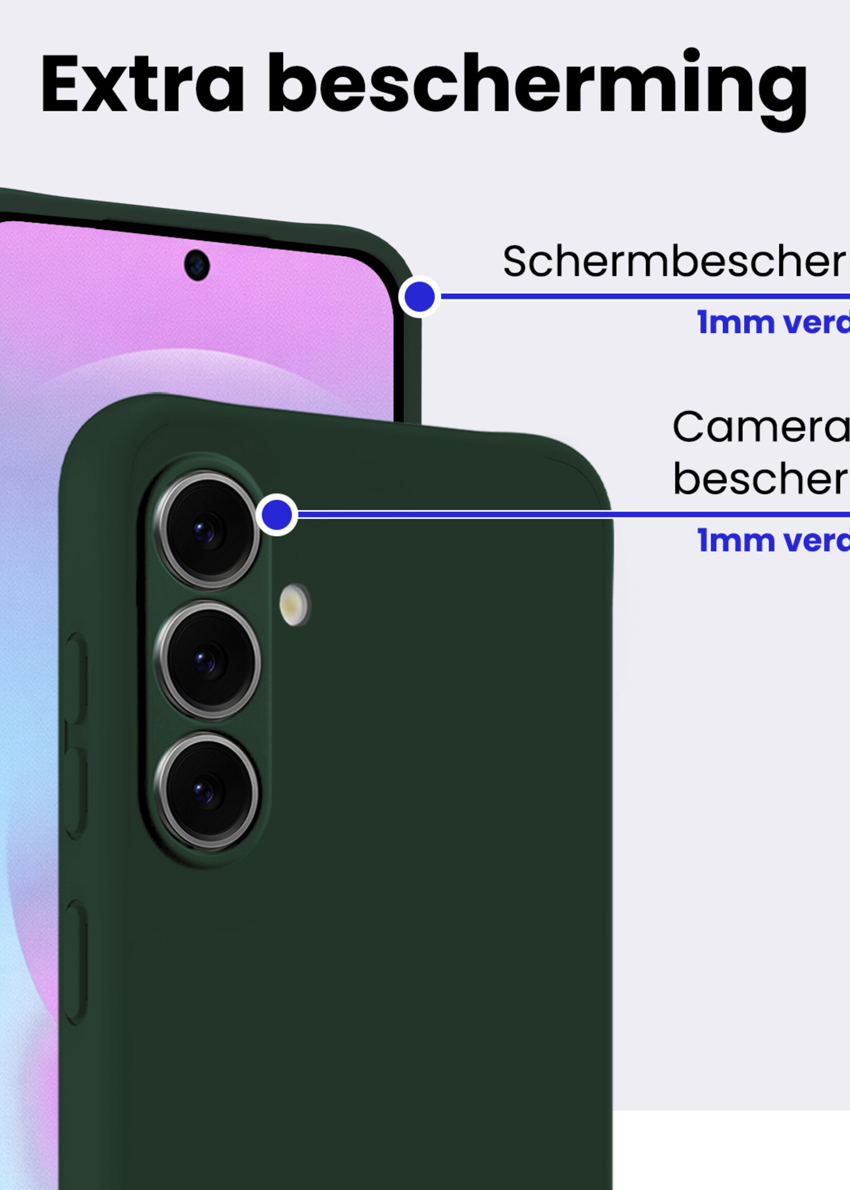 BTH BTH Samsung Galaxy A37 Hoesje Siliconen Met Screenprotector - Donkergroen