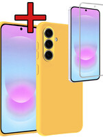 BTH BTH Samsung Galaxy A37 Hoesje Siliconen Met Screenprotector - Geel